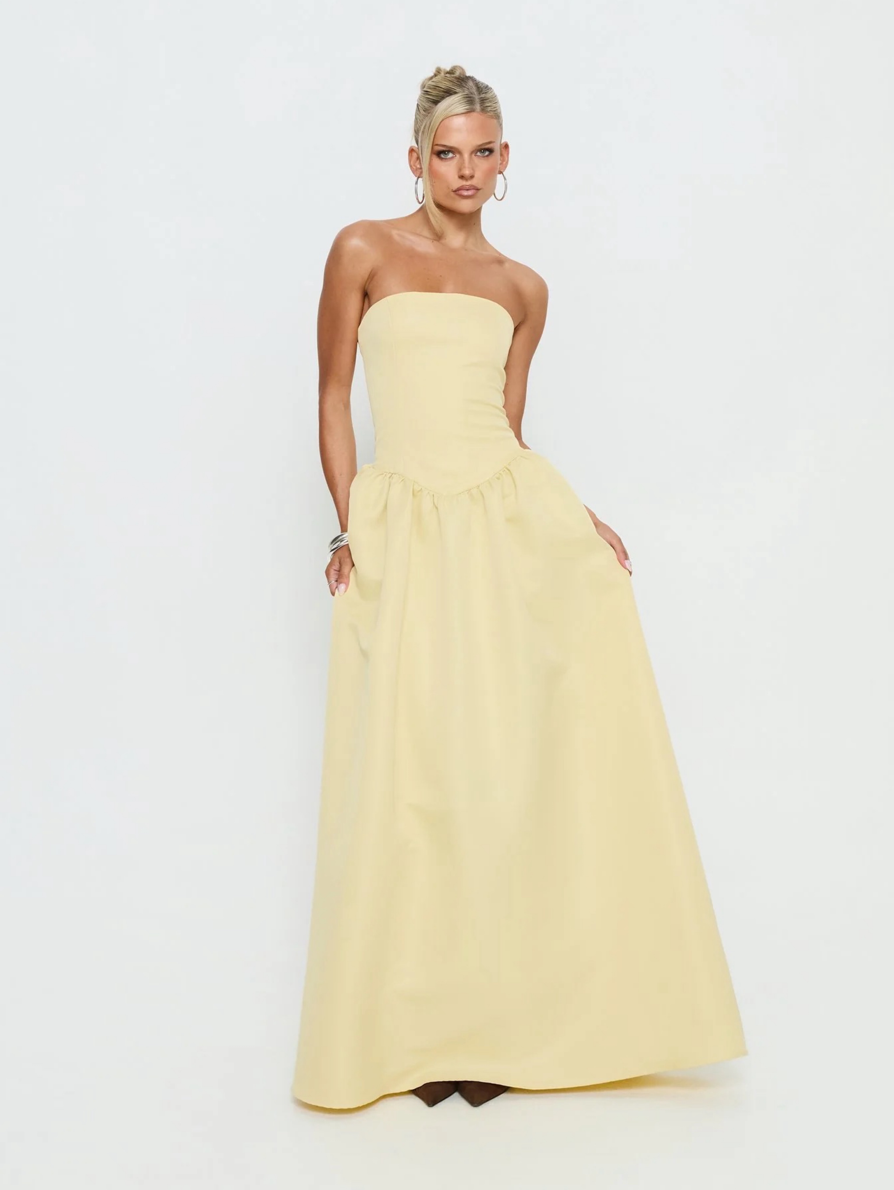 princess polly yellow long dress South Of France Maxi Dress | Yellow | Womens