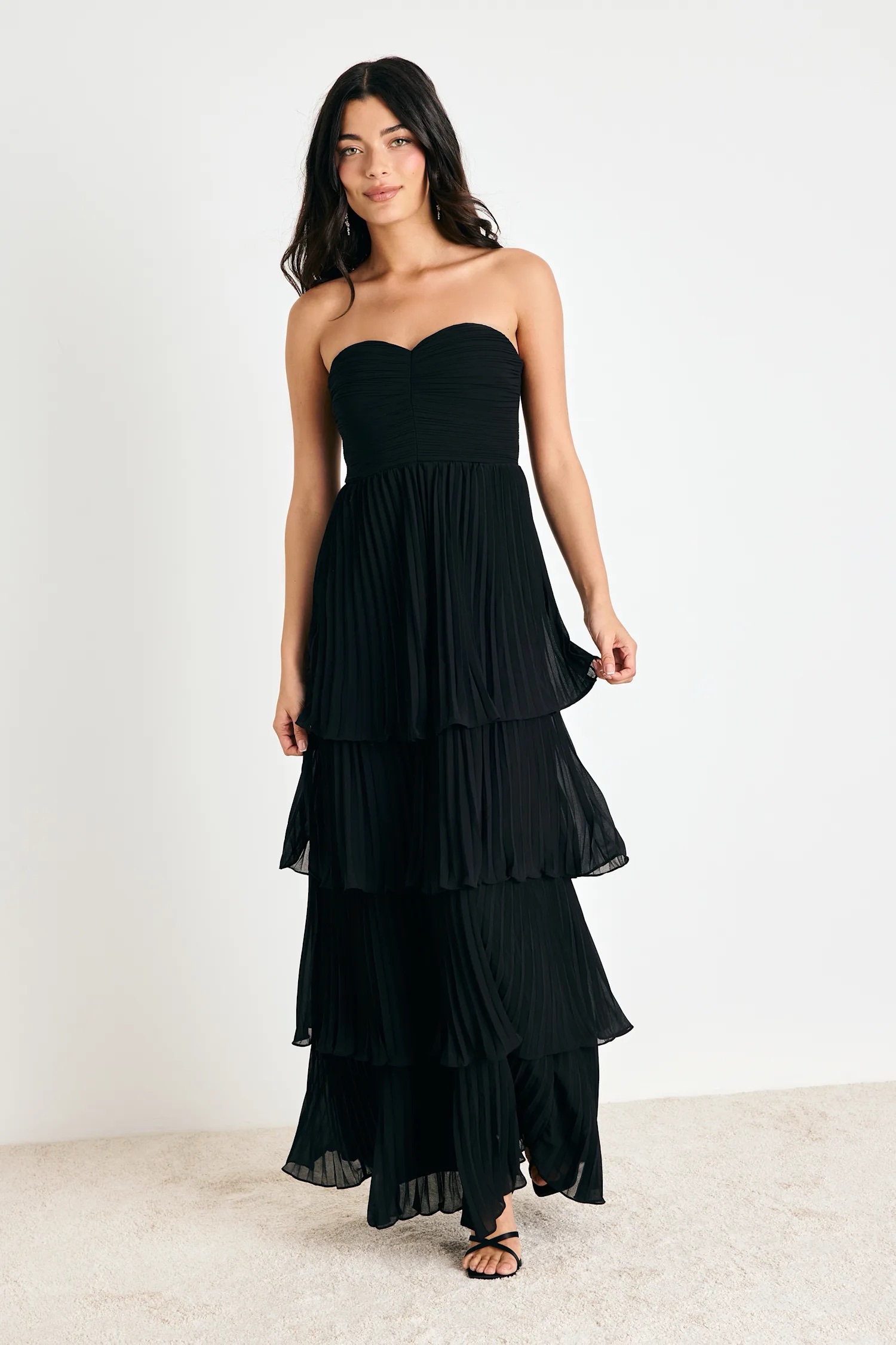 Lulu's Black Strapless Tiered Maxi Dress by Lulus - Pickle