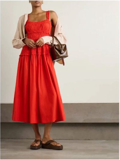 doen red dress So Many Editors and Influencers Love Den's Meribel the Clover Dress is an easy Red Doen Amoretta Dress by