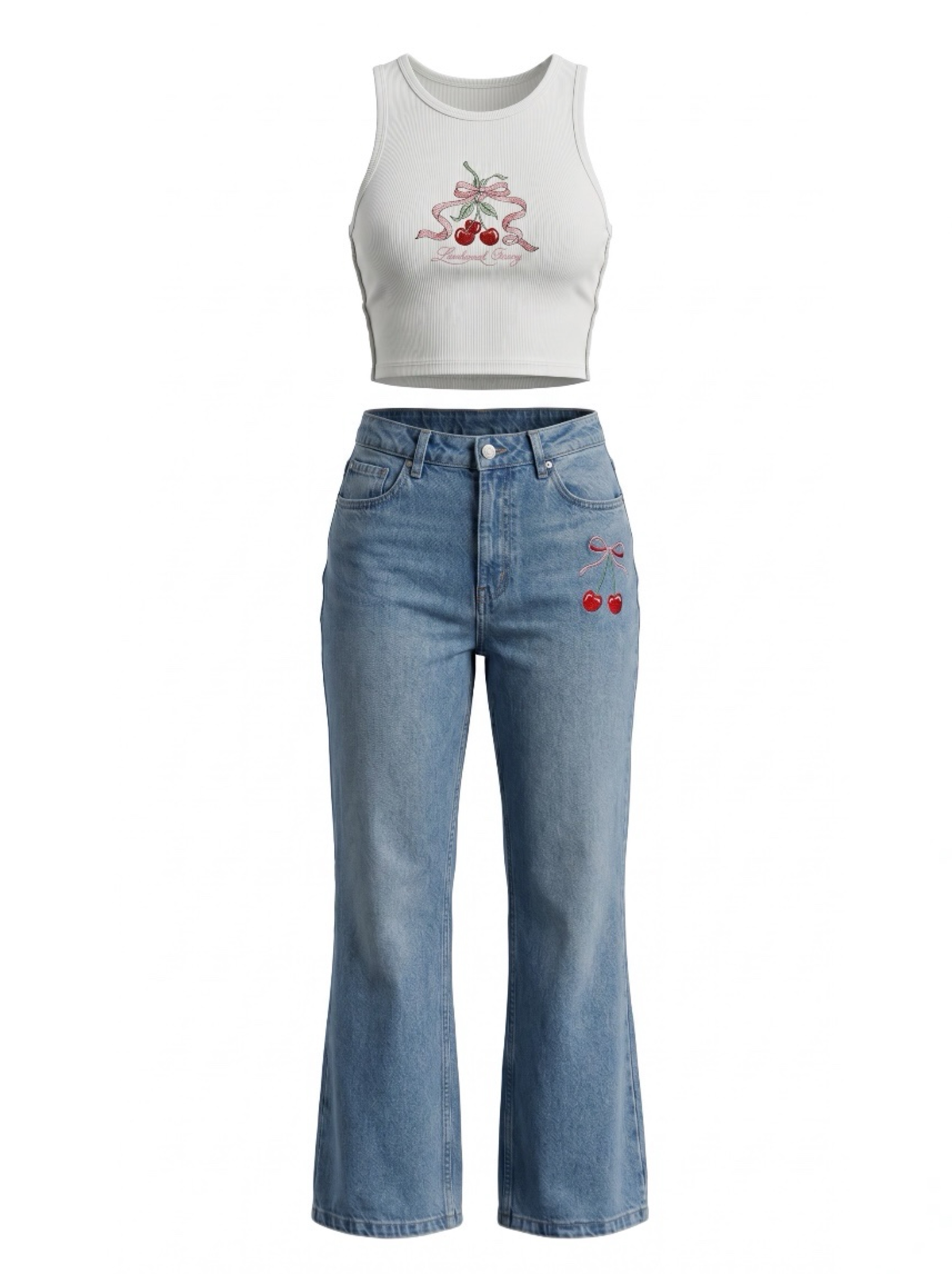 LoveShackFancy Sammy Cherry Jeans and Kaylee Tank Top Set