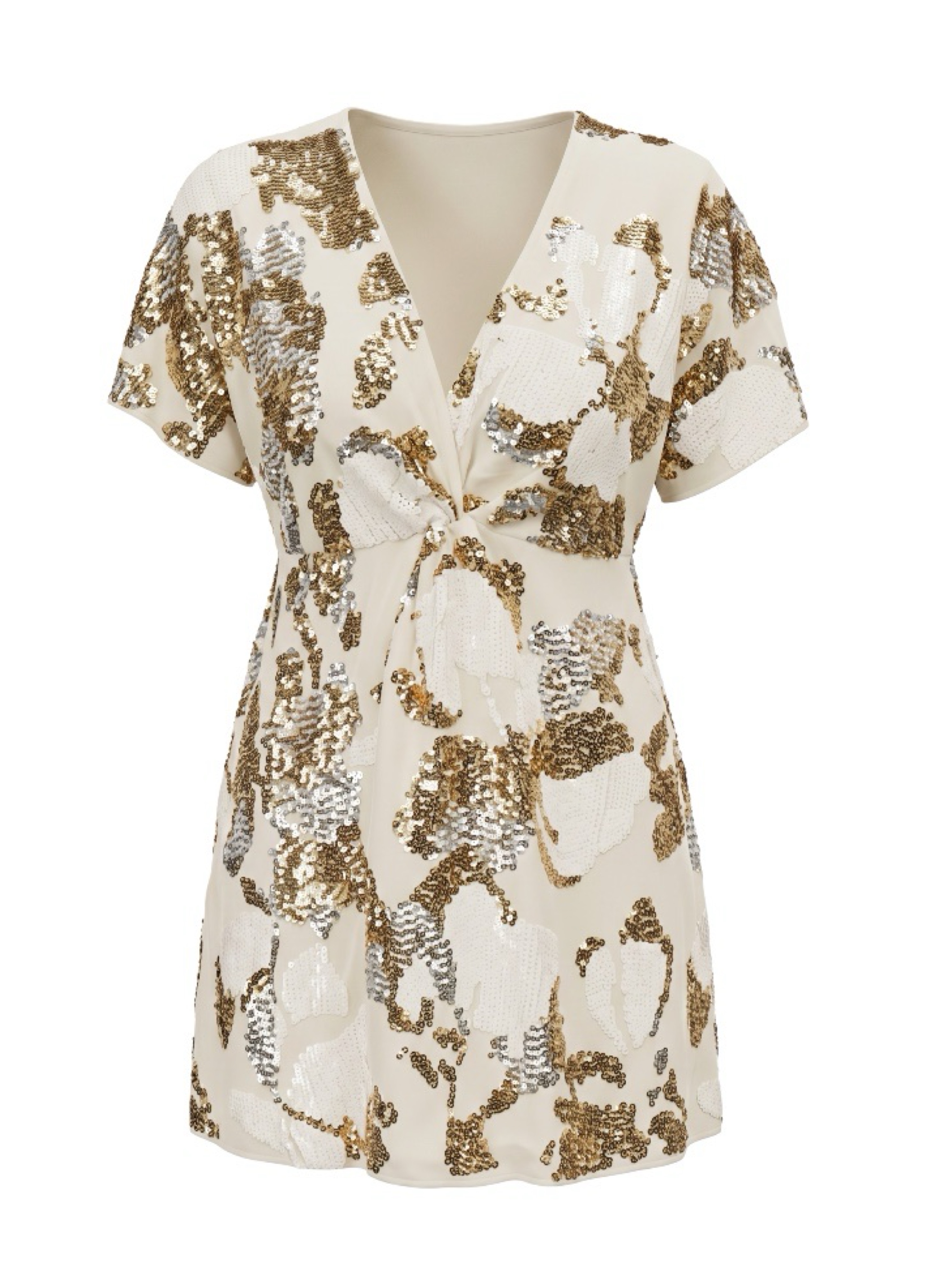Ted Baker Ivory Noosh Sequin Knot Front Mini Dress
