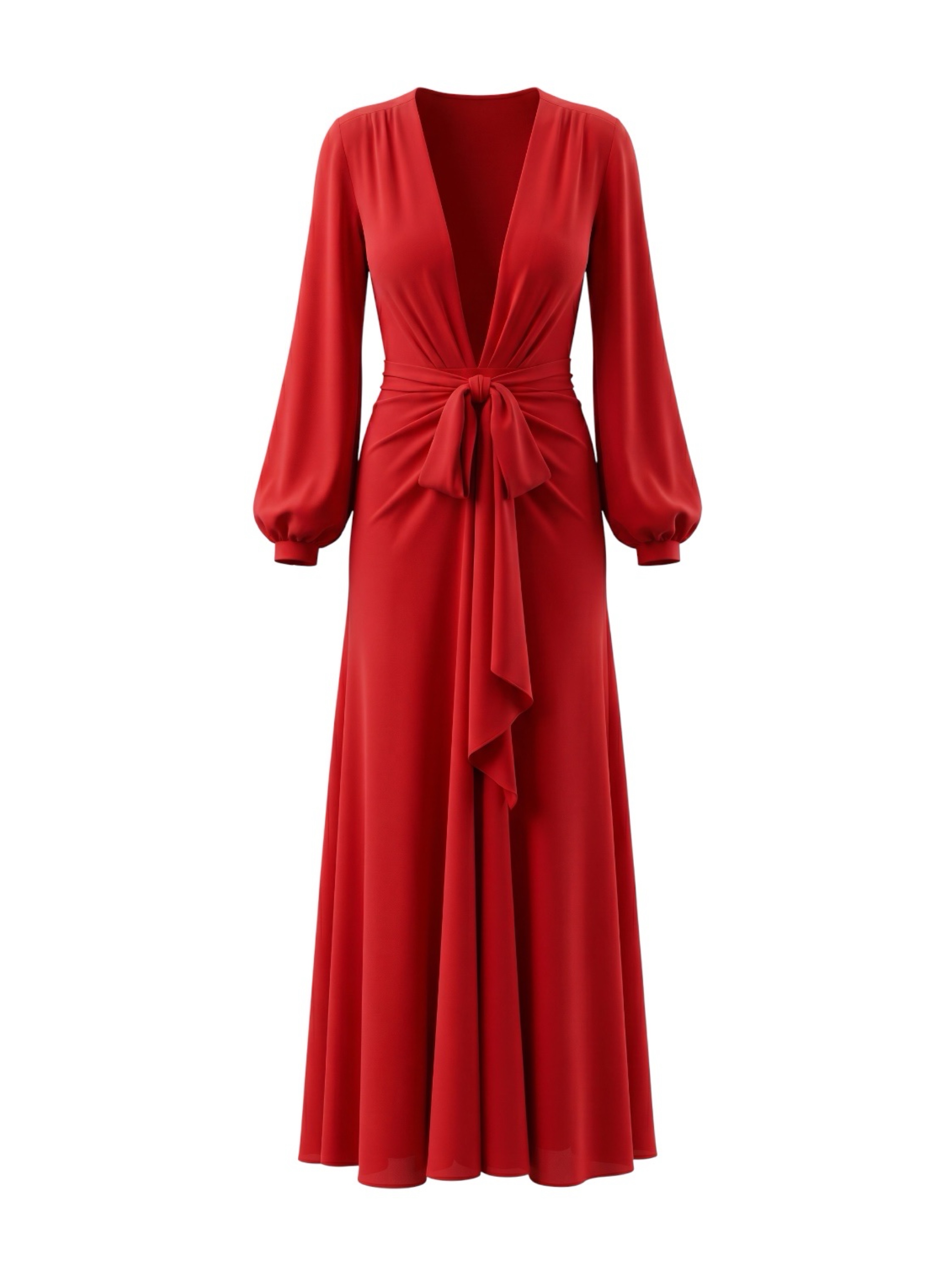 Ronny Kobo Quinne Draped Plunging Chiffon Gown