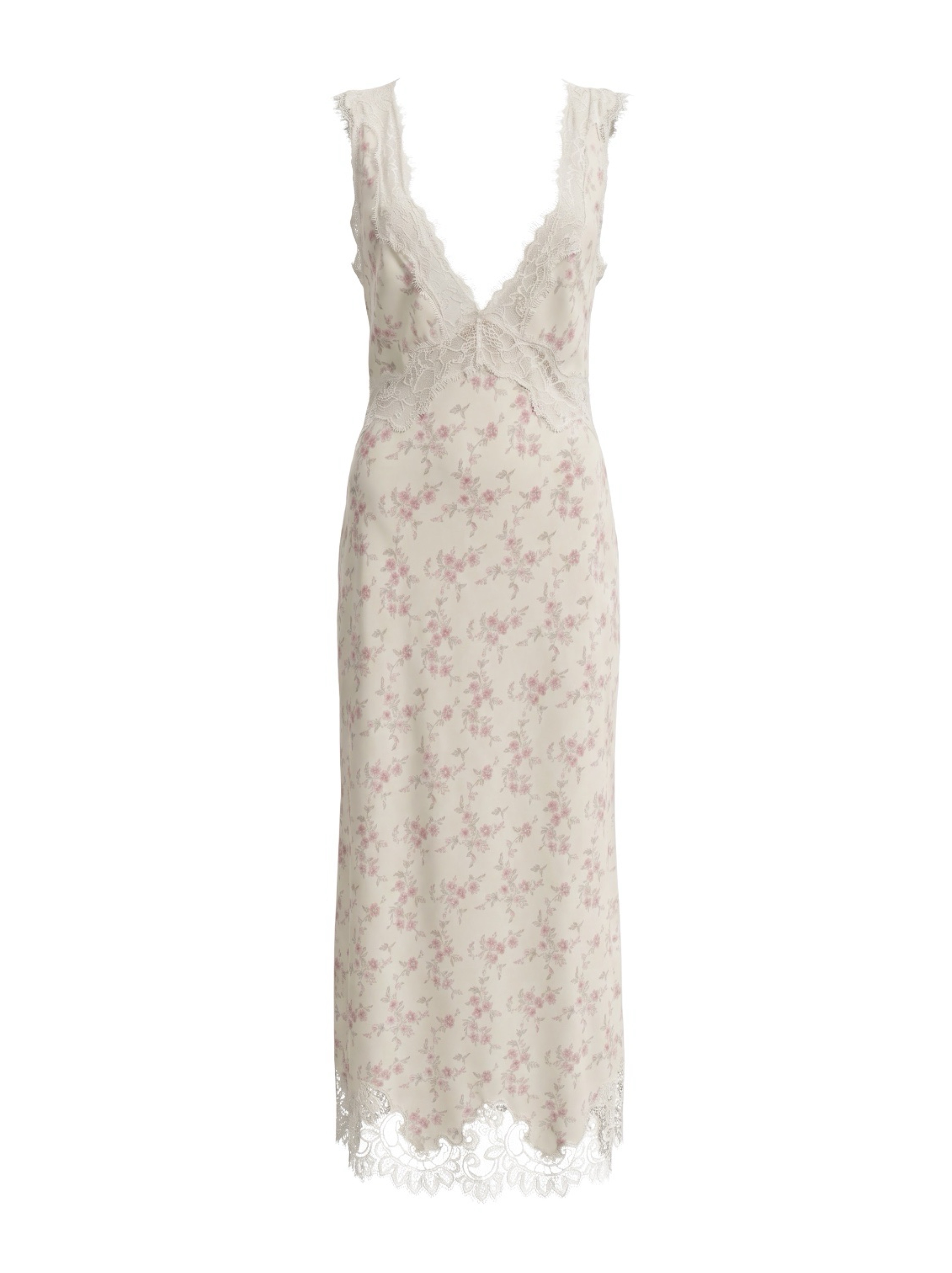 LoveShackFancy Mira Silk-Blend Floral Slip Maxi Dress