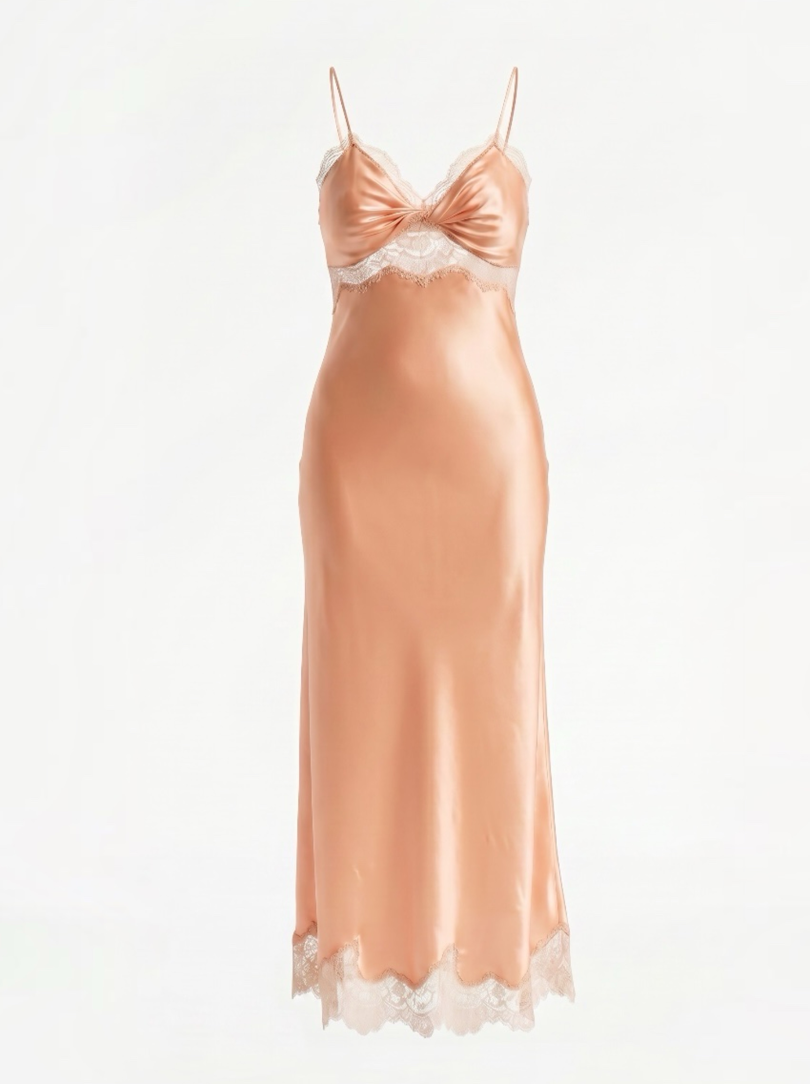 Orianna Silk-Blend Maxi Slip Dress Peche Size 8
