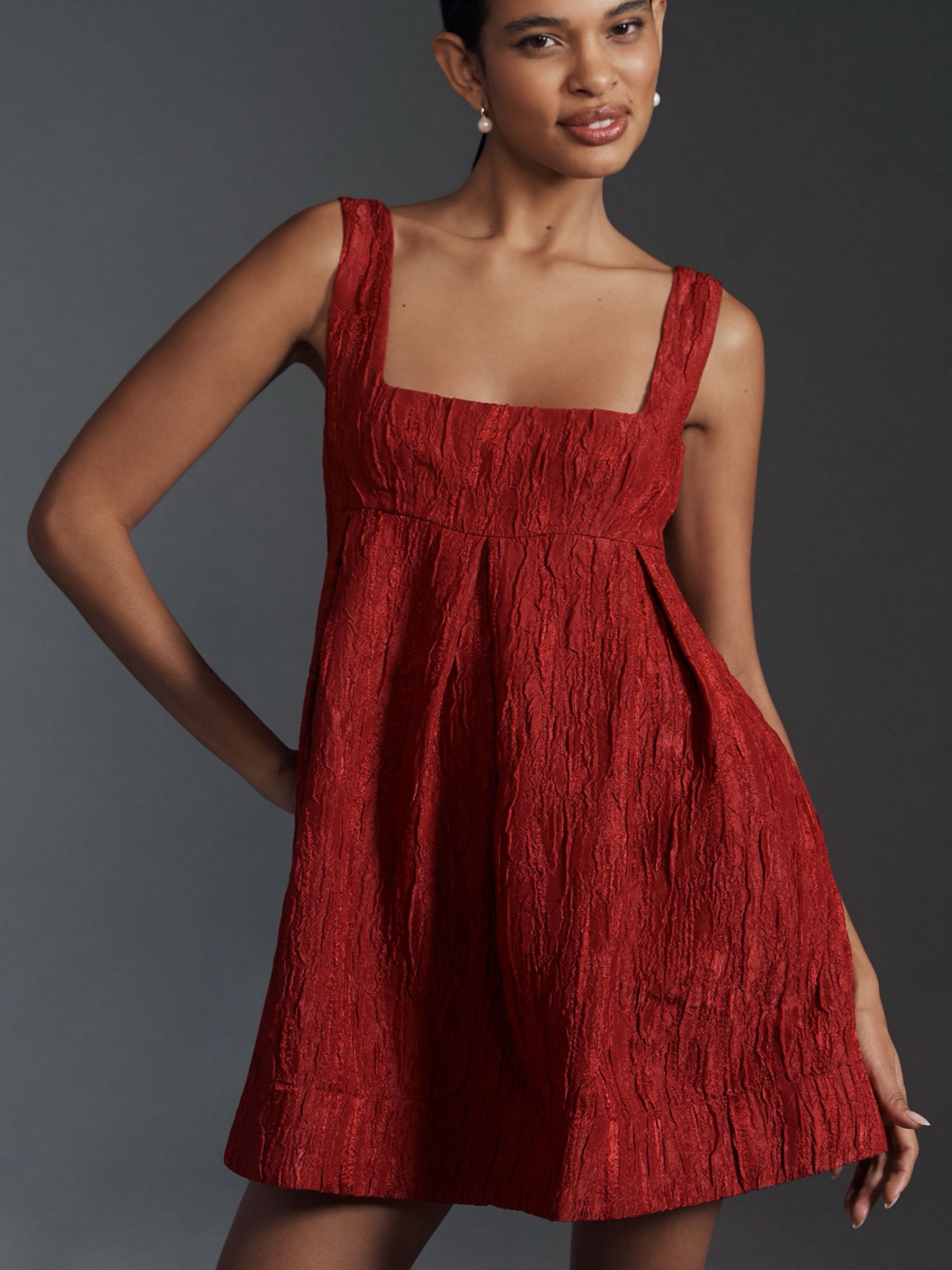 Anthropologie red mini babydoll dress