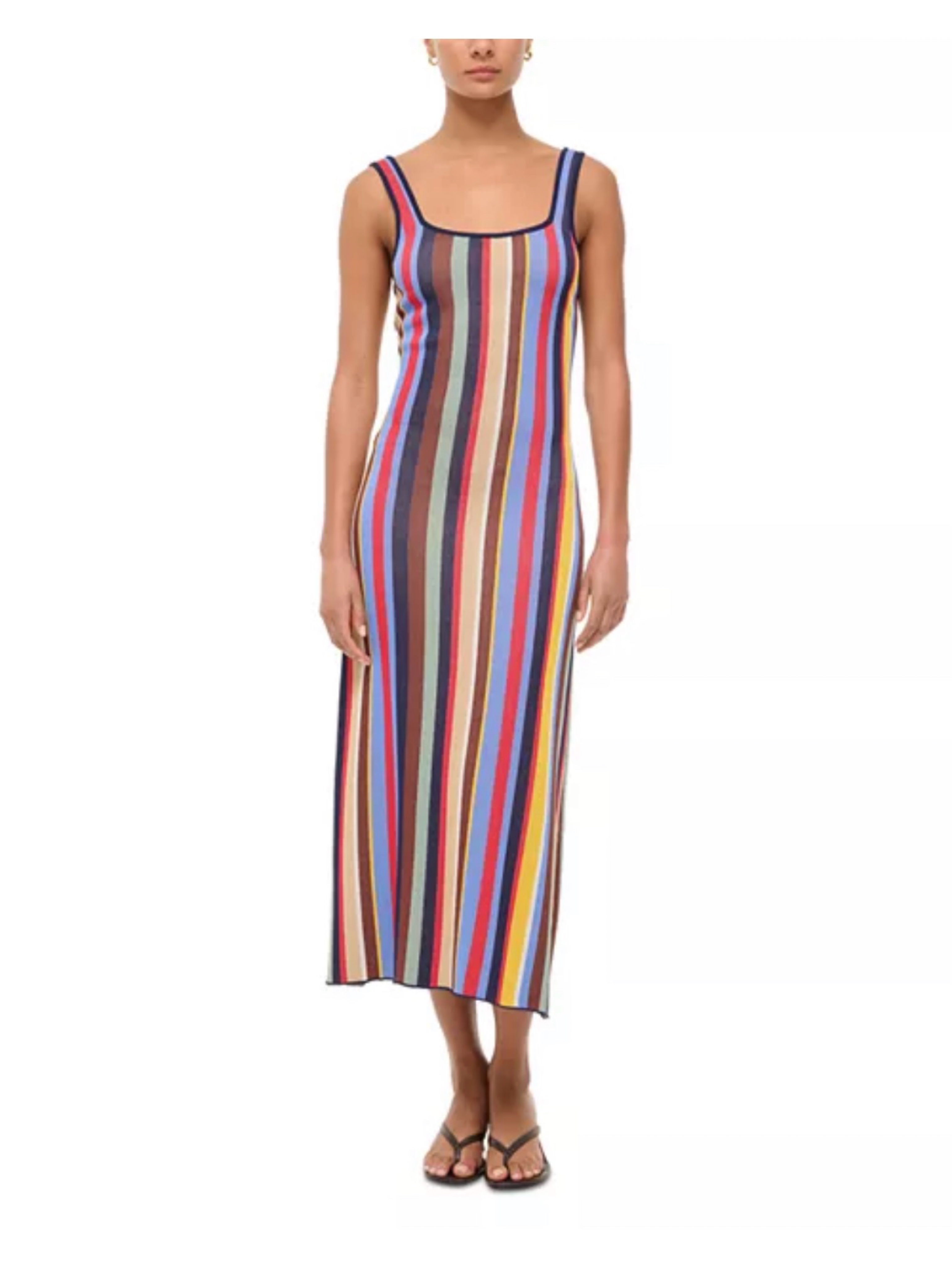 staud striped knit dress STAUD, Wylie Dress in Dark Oak Micro Stripe, Size 12