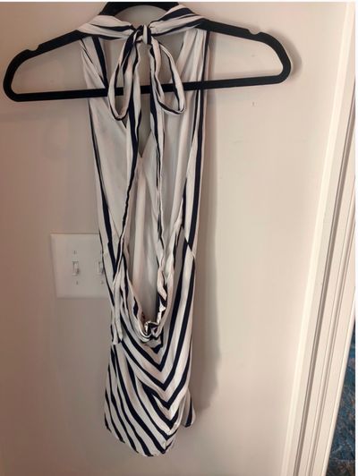 staud dawn striped halter dress Navy and White Top by STAUD Emerald green chiffon dress