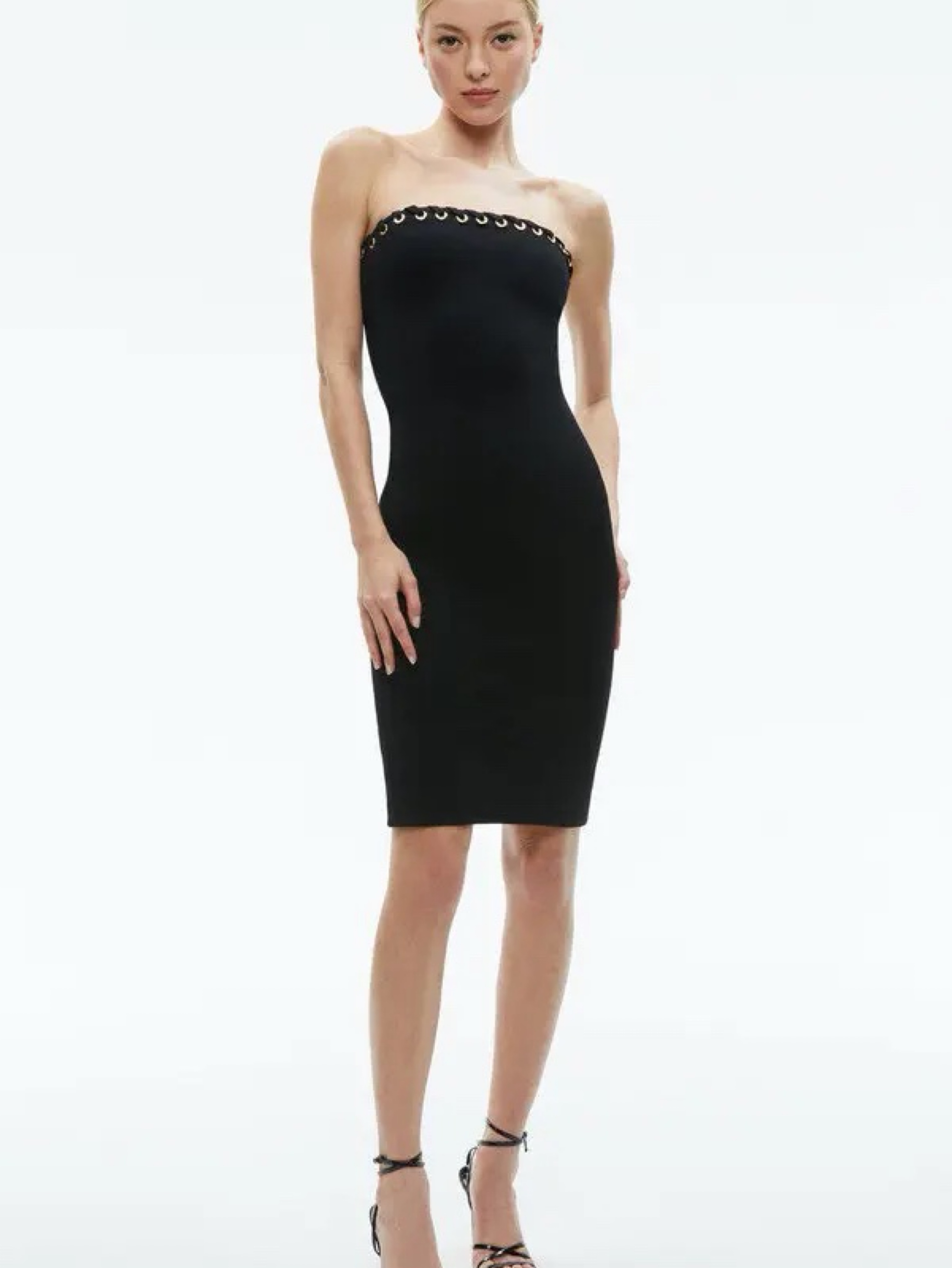 alice and olivia black strapless dress LEIA STRAPLESS MINI DRESS in BLACK