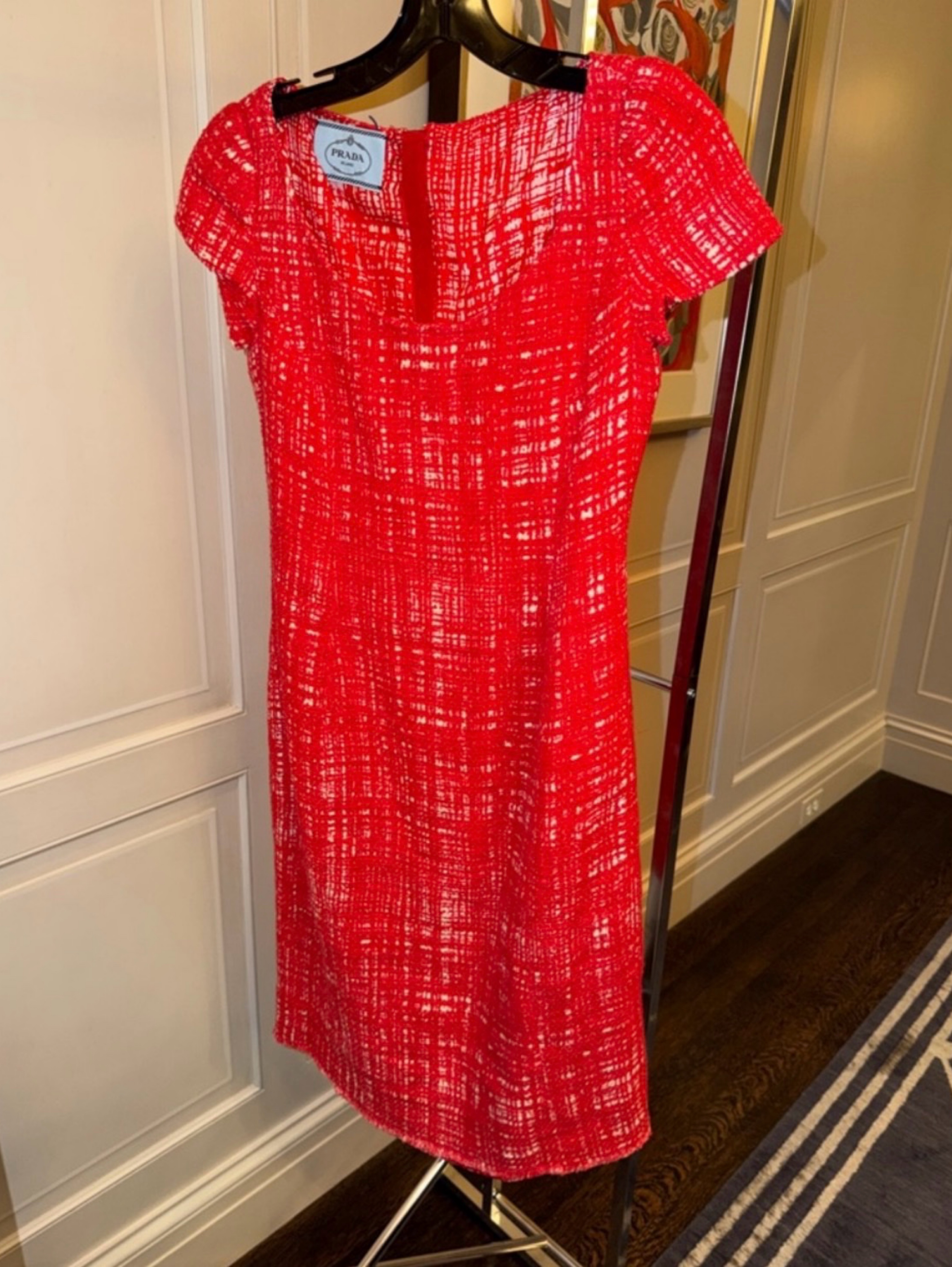 Prada Red Tweed Shift Dress by Prada - Pickle