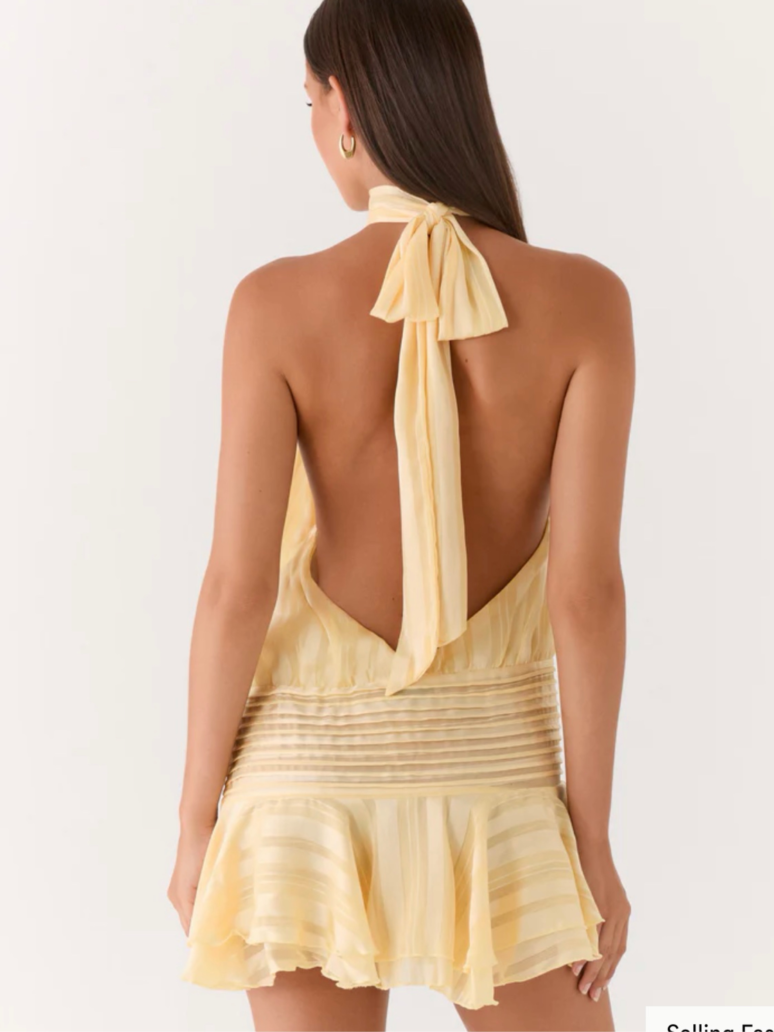 pale yellow dress mini Women's Pale Yellow Soft Touch Cowl Drape Mini Dress