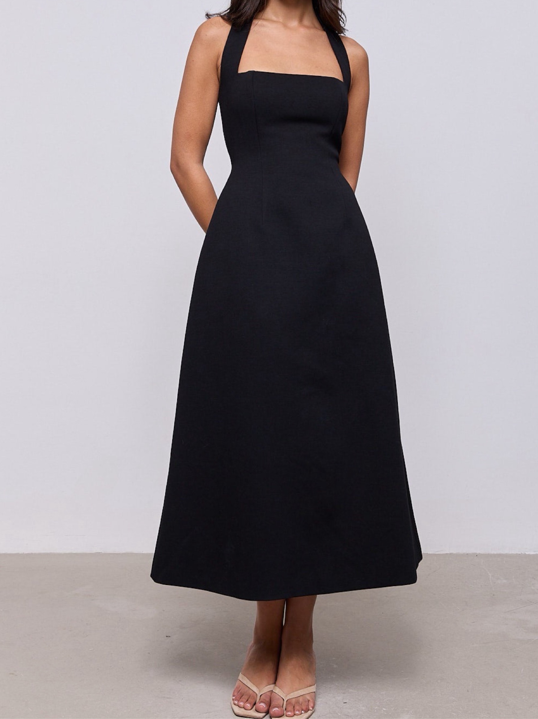 maxi ribbed knit dress Women's Beige Rib Piquet Hem Length:Tea Length