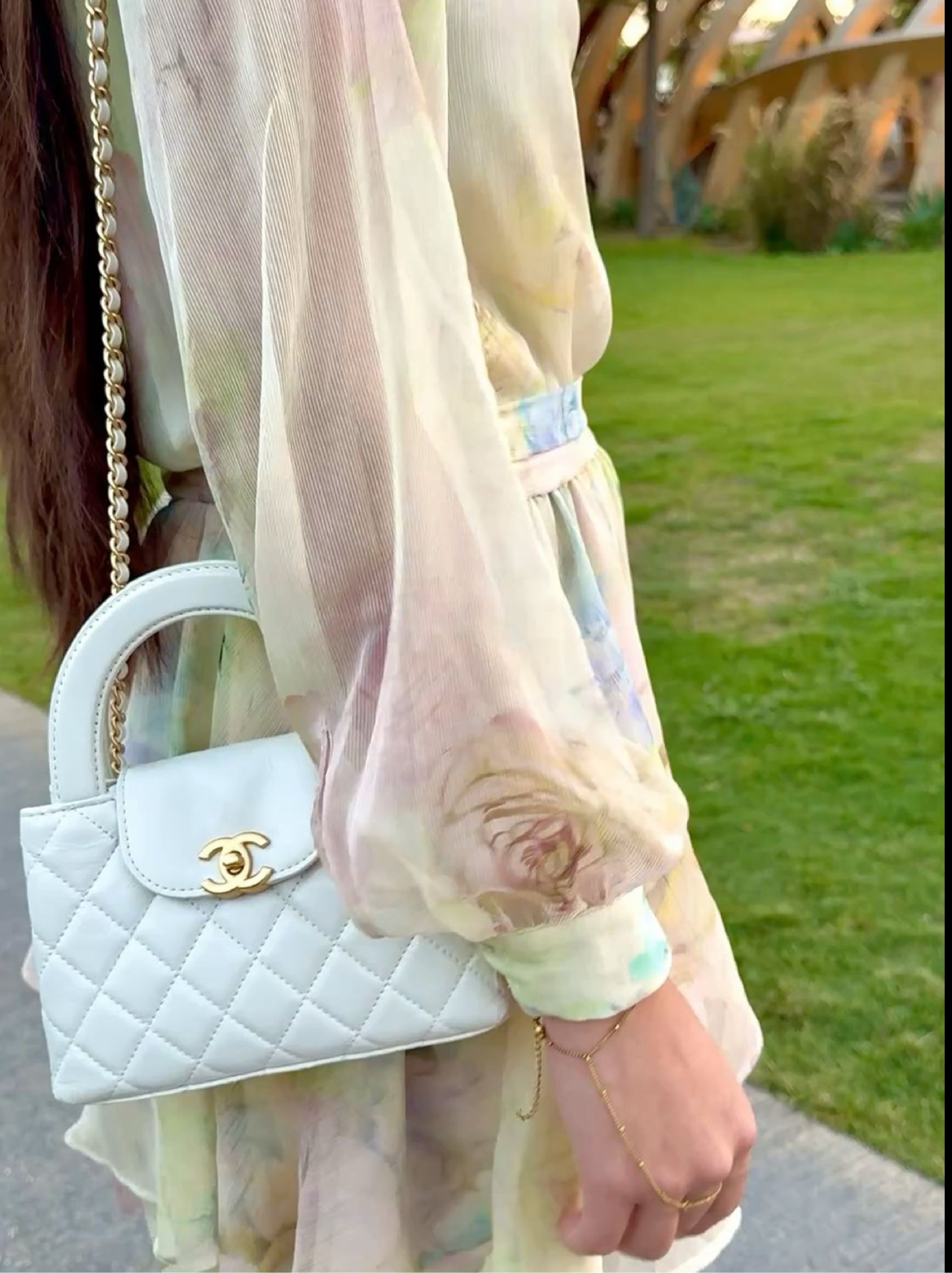 Chanel White Kelly Shopper