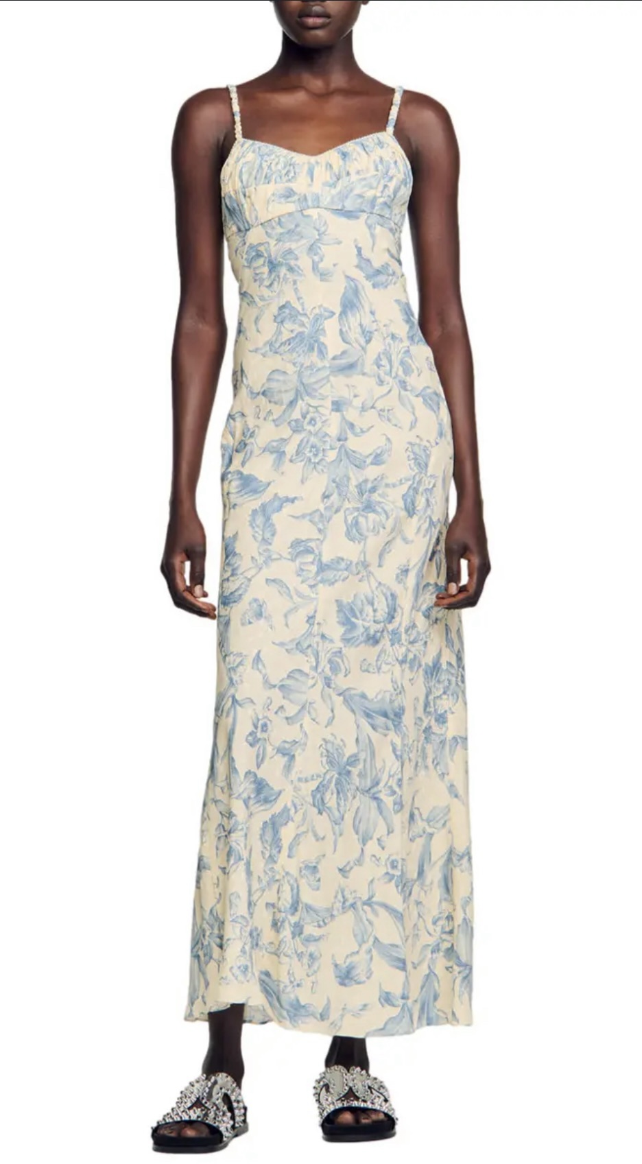 sandro blue dress Sandro Satin Maxi Dress - Blue
