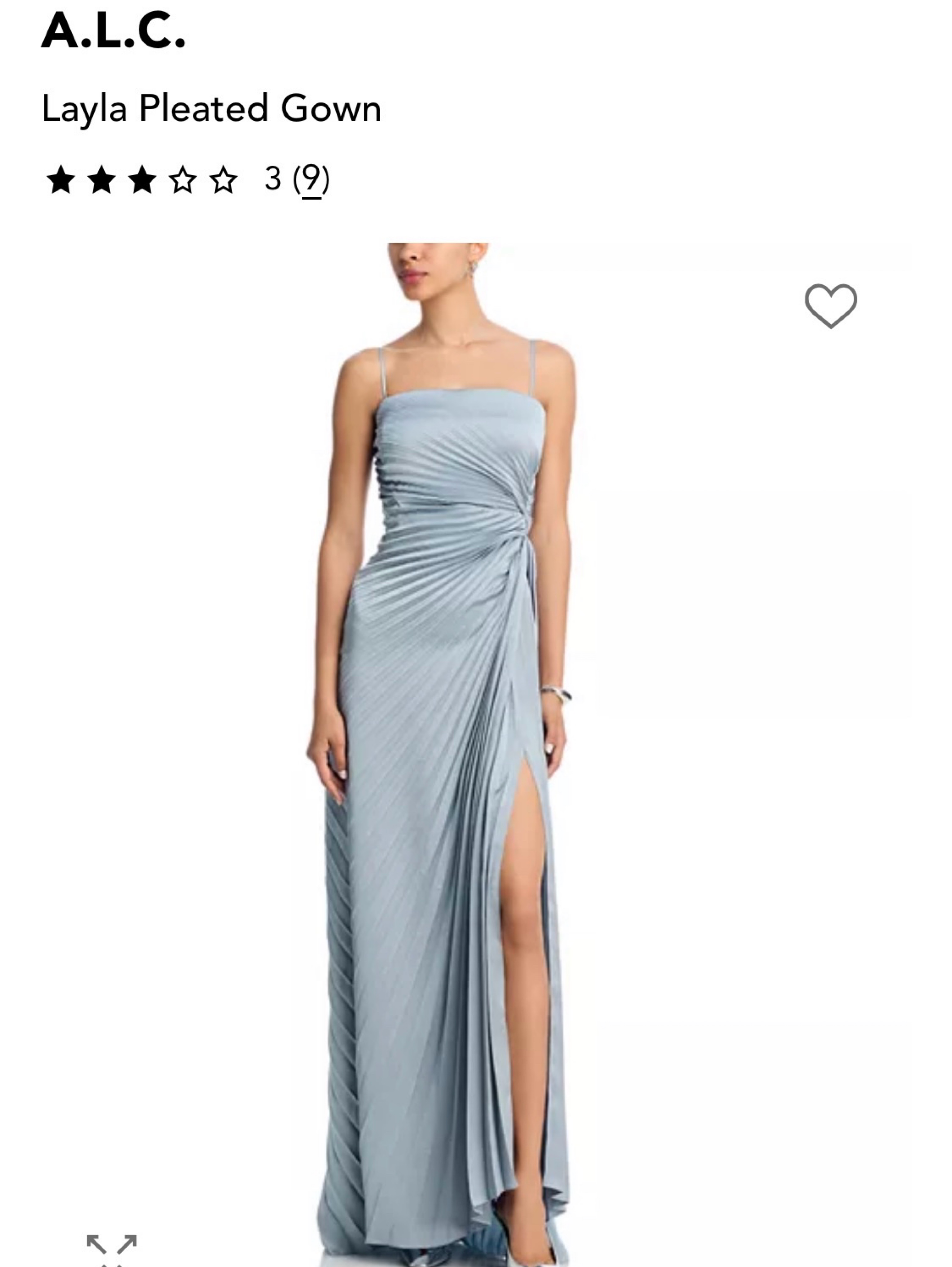 ALC Layla blue pleated gown