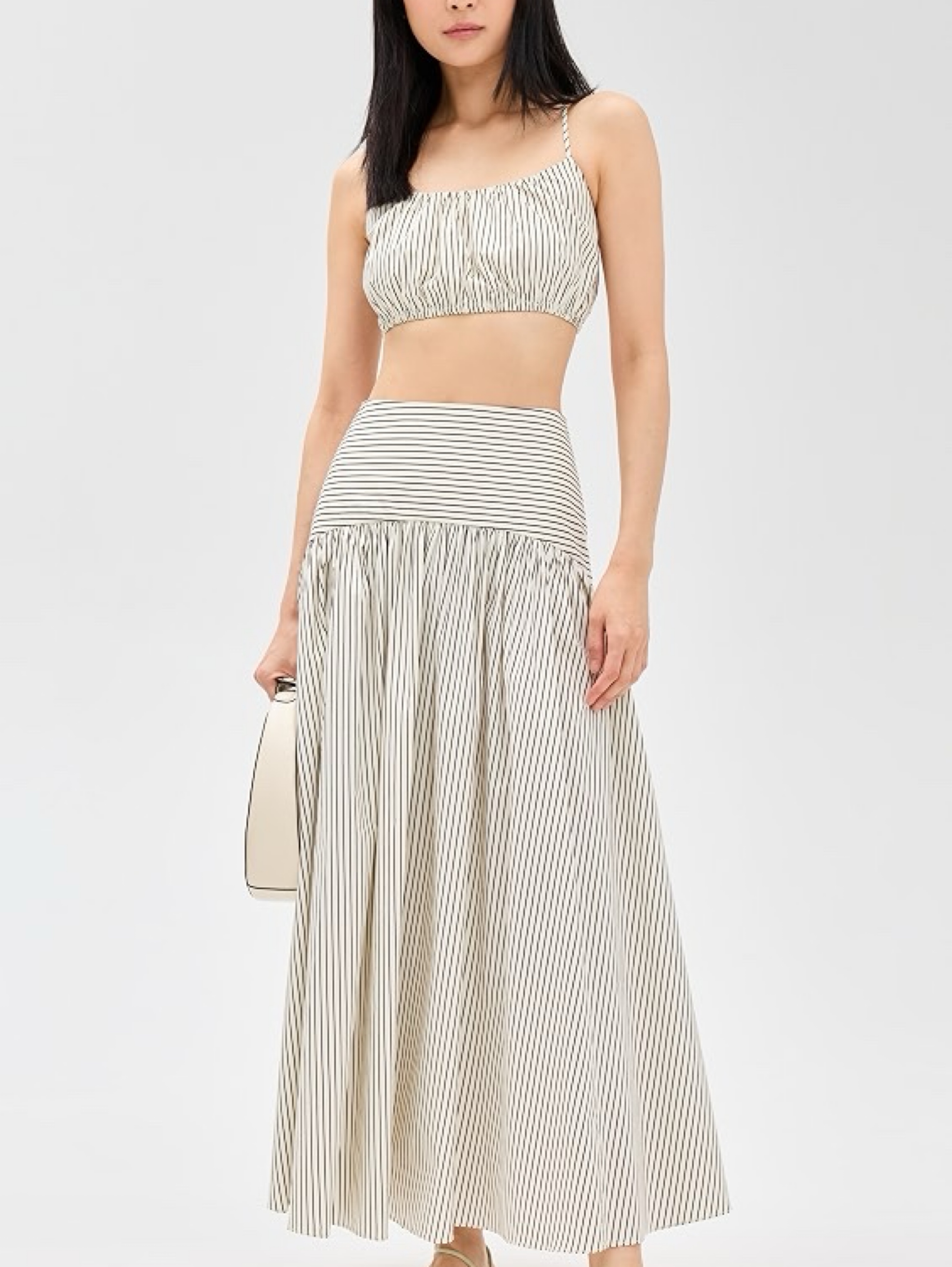 Stand pinstriped maxi skirt