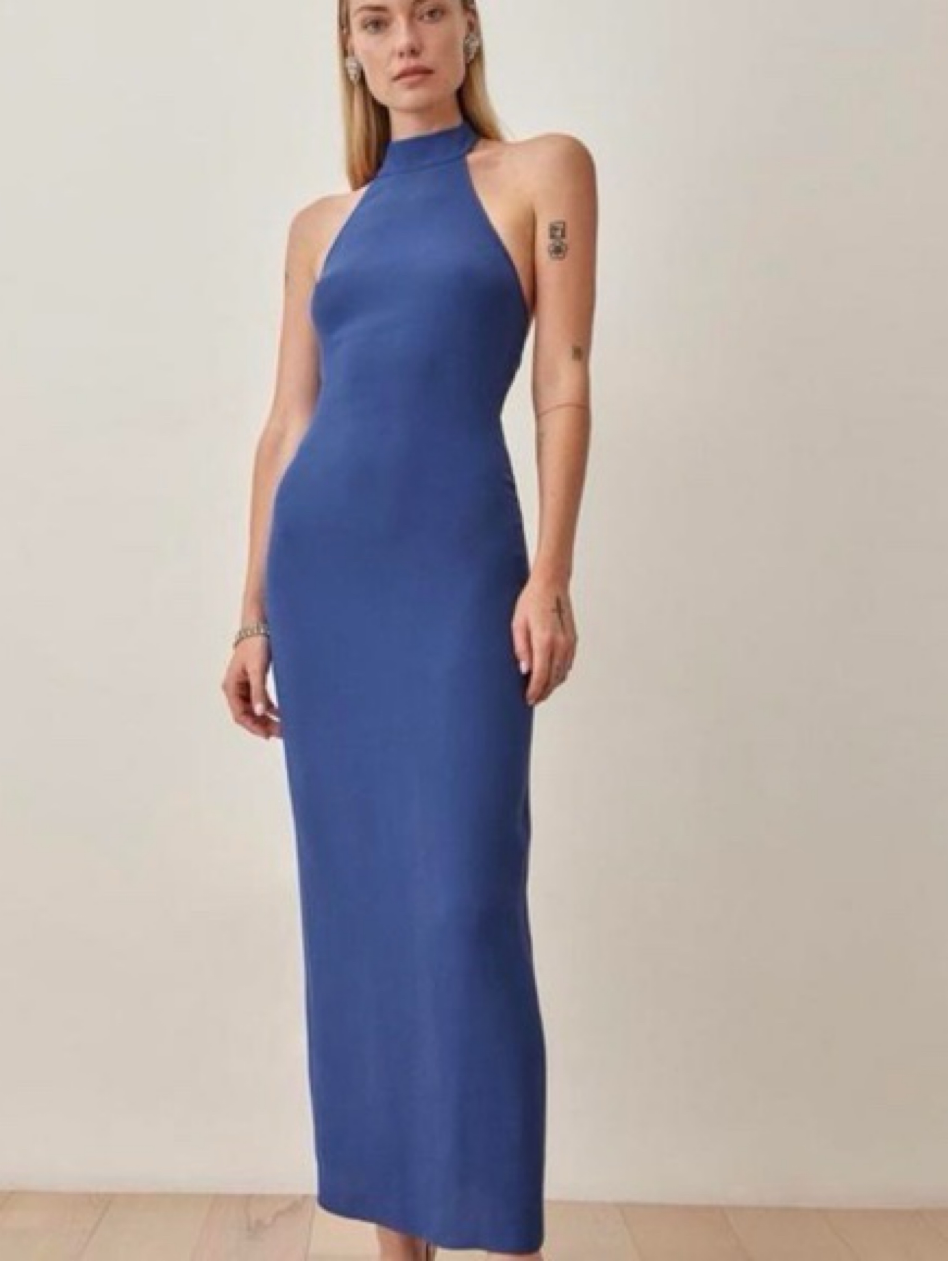 Royal blue reformation formal halter dress