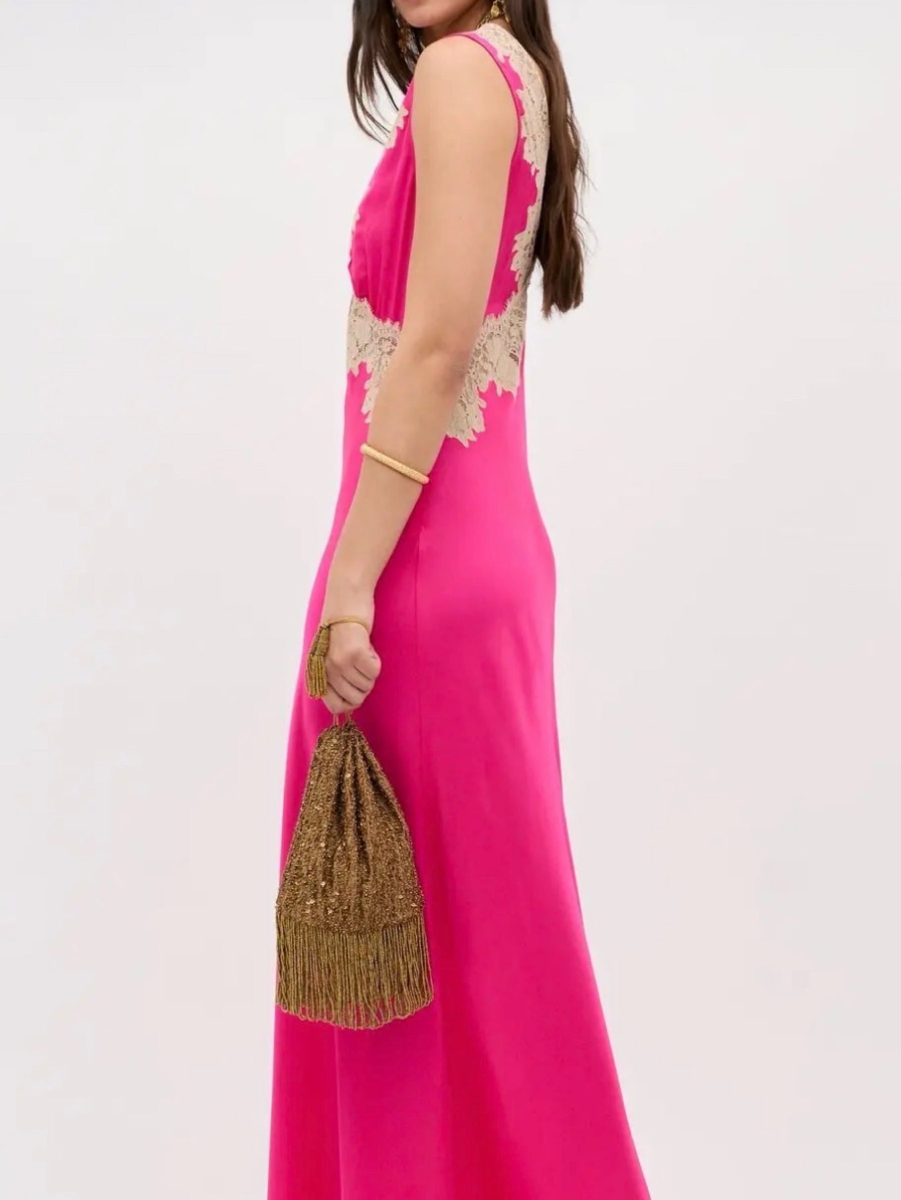 RIXO Lysandra Hot Pink Satin Maxi Dress Size 6 by Rixo | Pickle