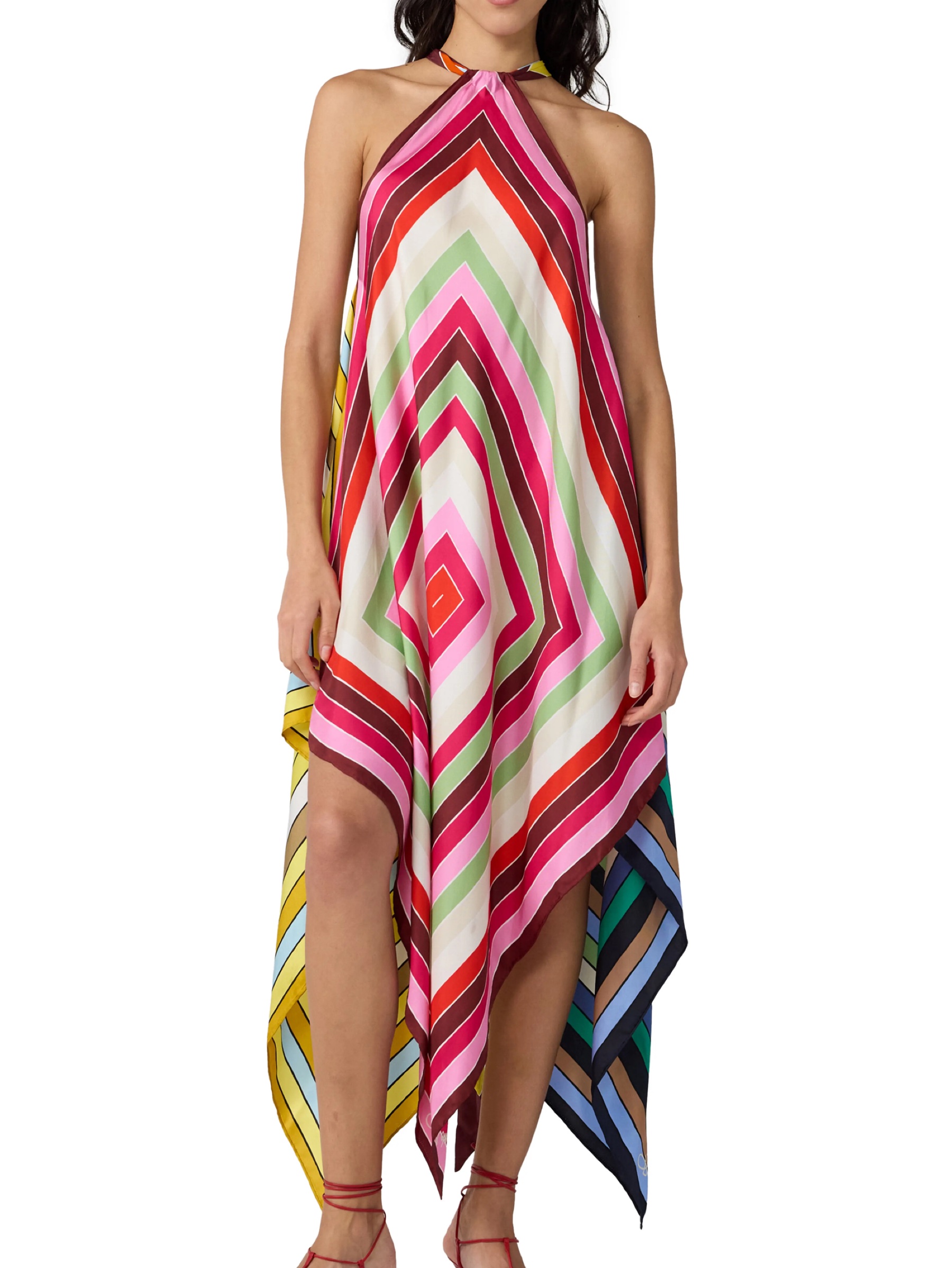 asymmetrical handkerchief dress Multicolor Geometric Halter by Diane von Furstenburg COLOR:Navy and black okk_fabrication:SILK Custom Baby Blue Asymmetrical