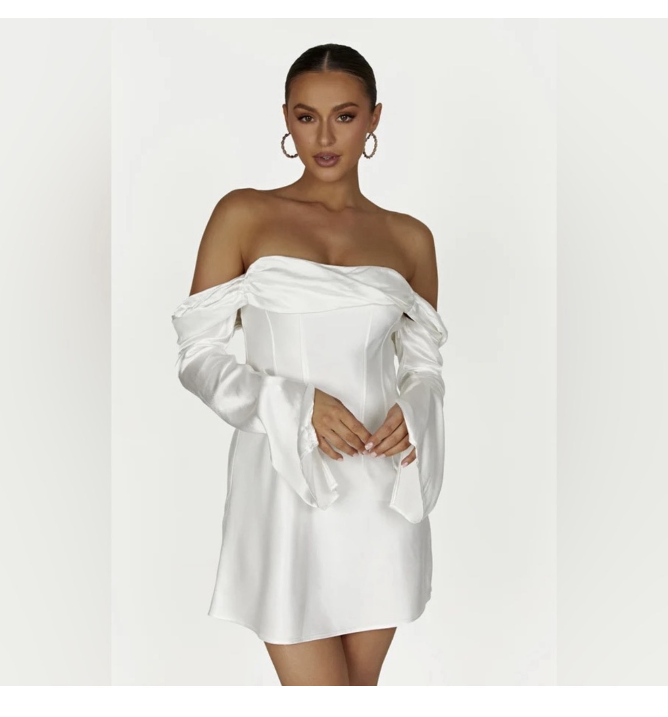 meshki giselle mini dress Meshki | Dresses | Meshki Giselle Off Shoulder Satin Mini Dress