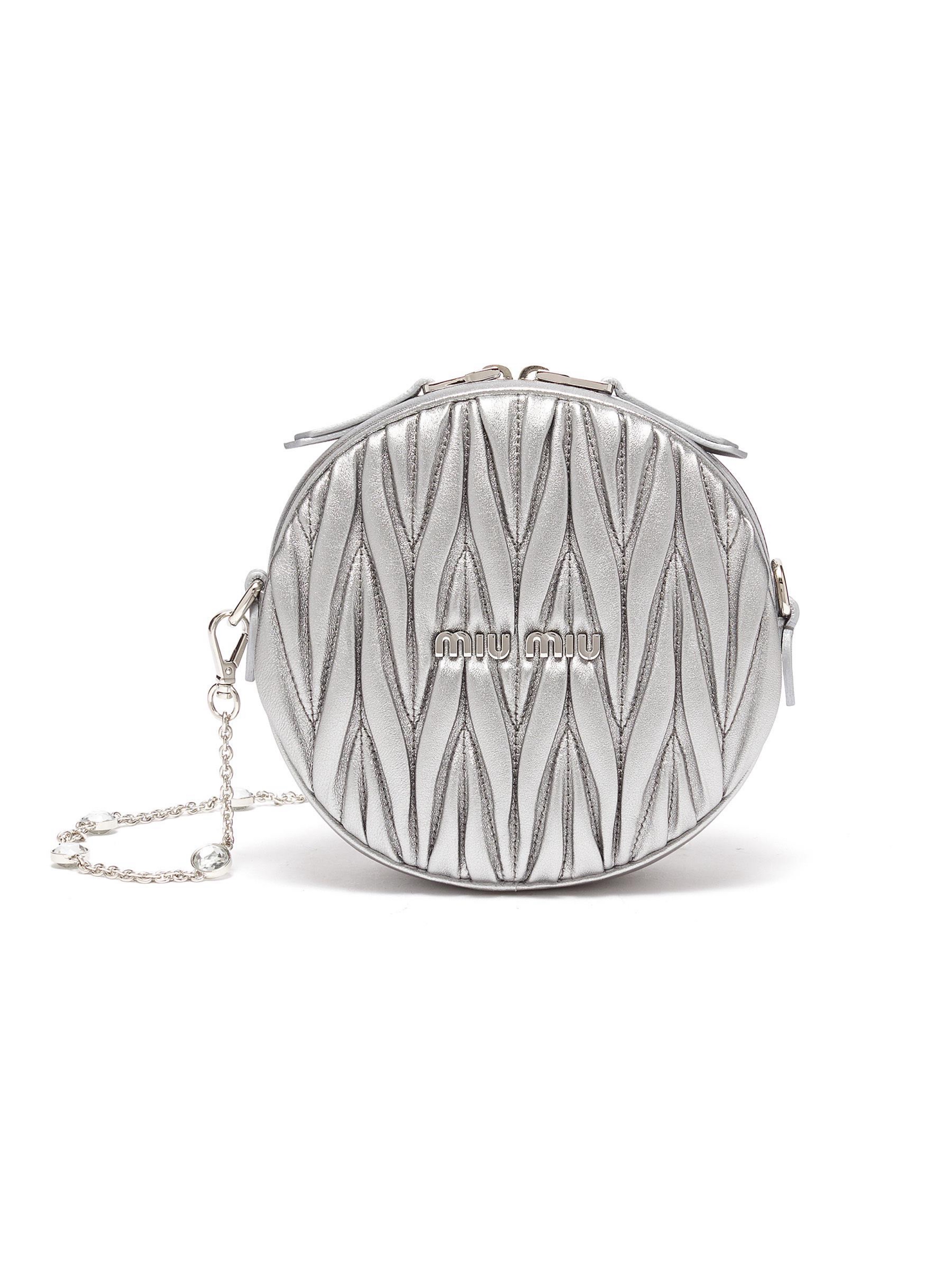 RARE Miu Miu Round Silver Bag with Pearly Chain