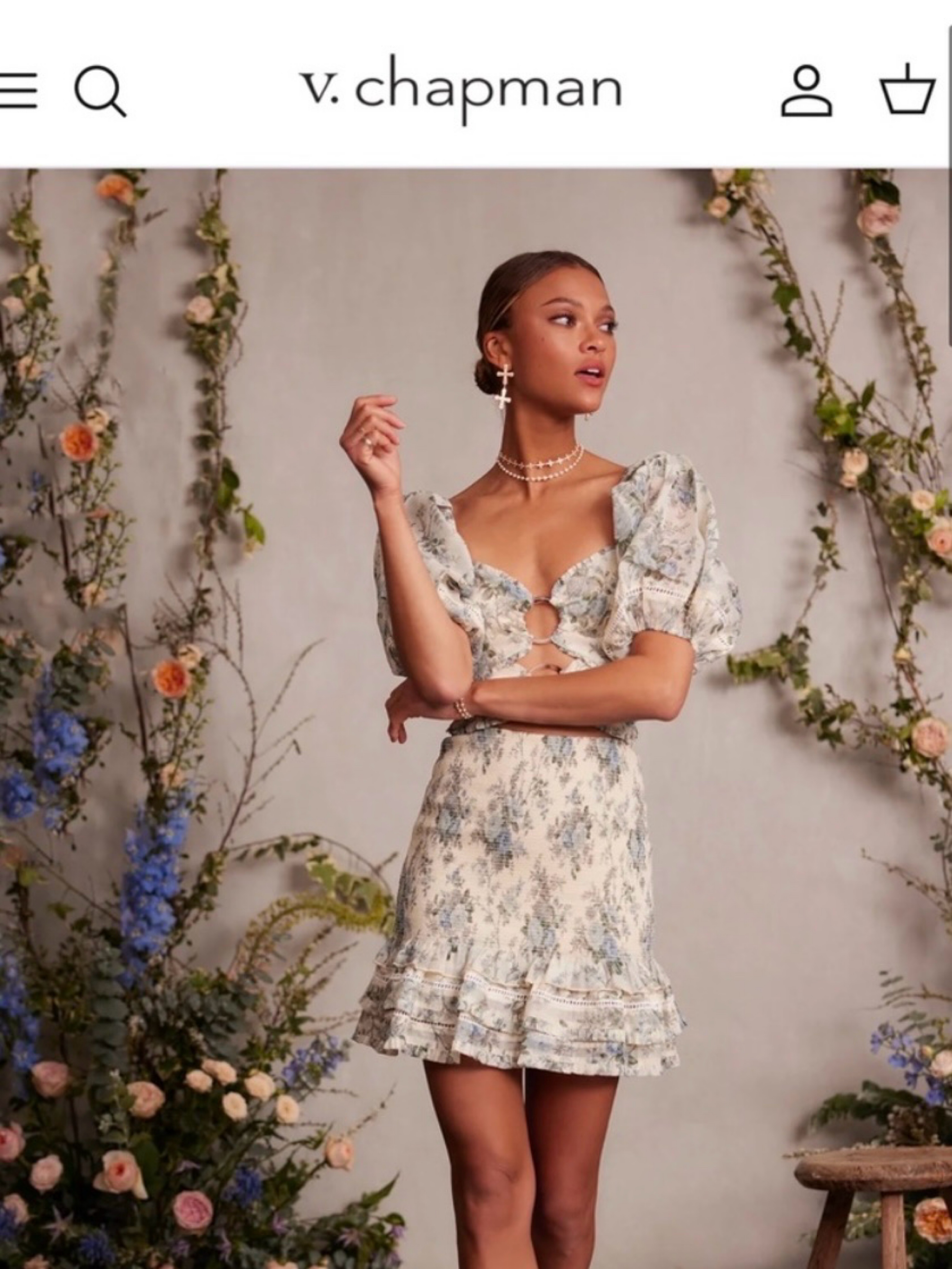 V. Chapman Valerie Mini Dress in Blue Bouquet 10 NWT