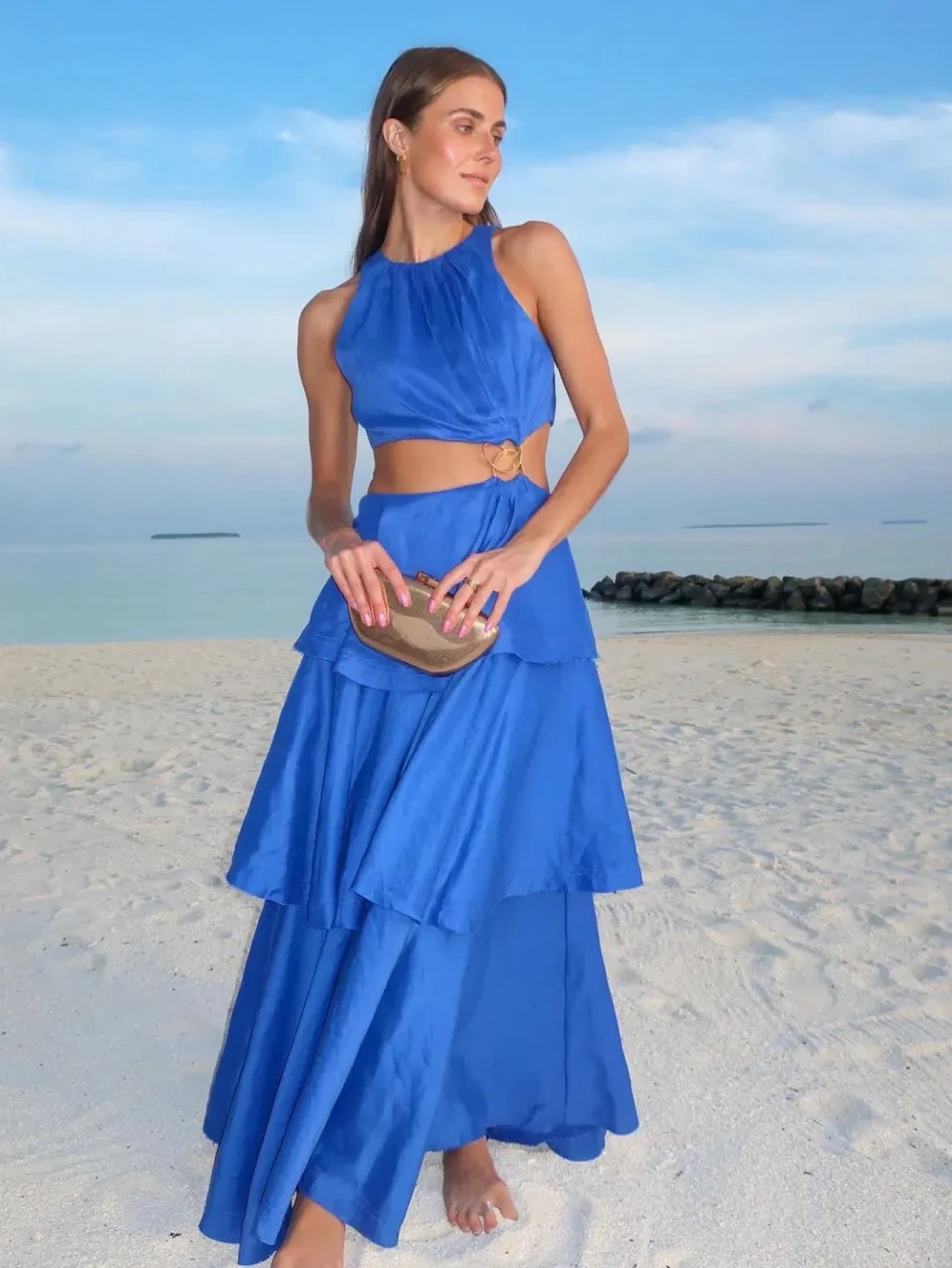 cut out ring midi dress AJE WAVE CUT OUT RING MIDI DRESS MARINE BLUE SIZE US 4 by Aje