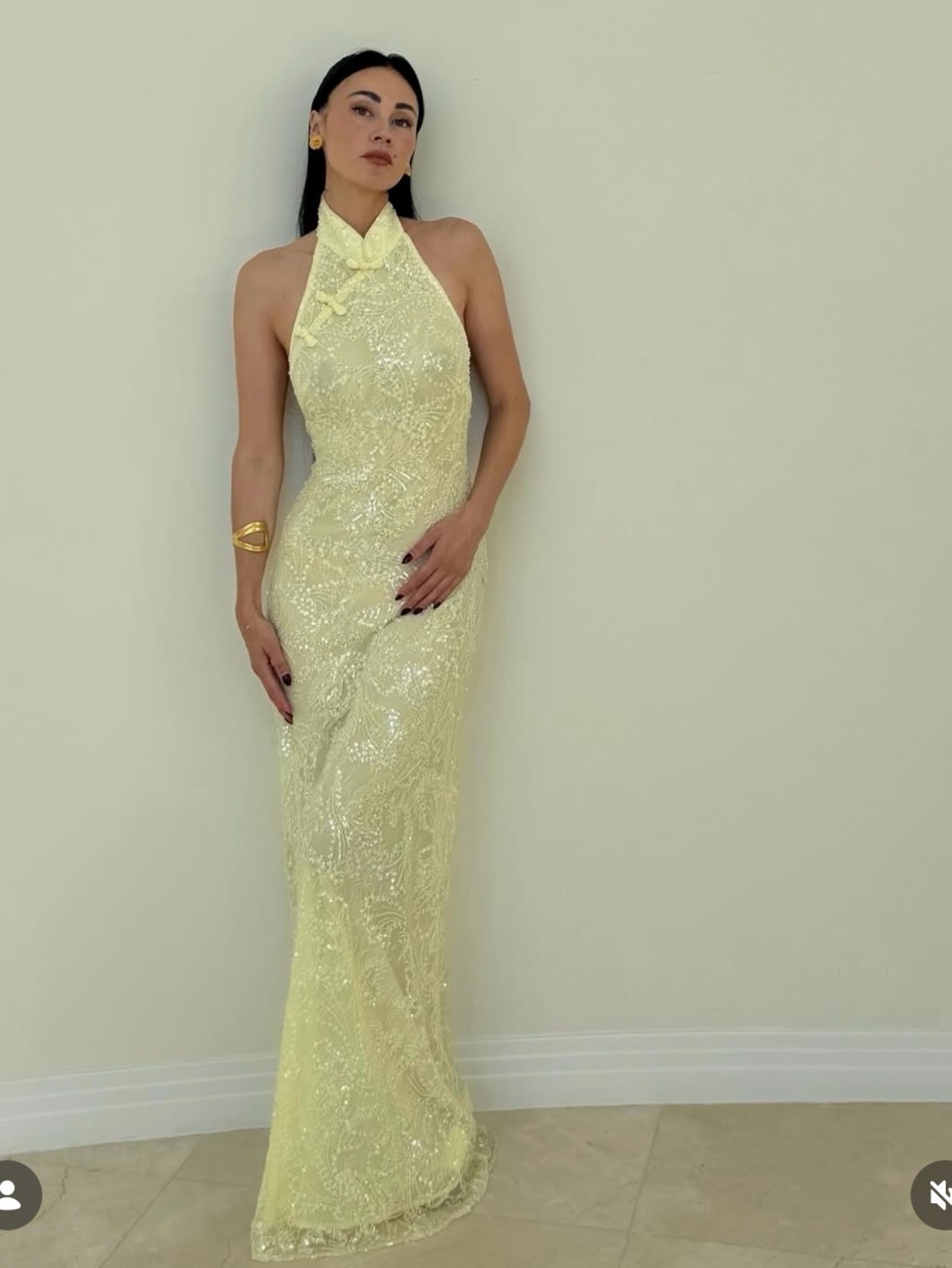 sau lee gold dress SAU LEE Santana Crystal Dress, Gold