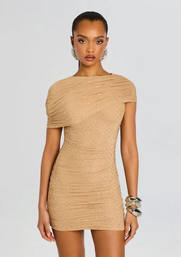 Retrofete Tianna Embellished Mesh Cape Dress XL