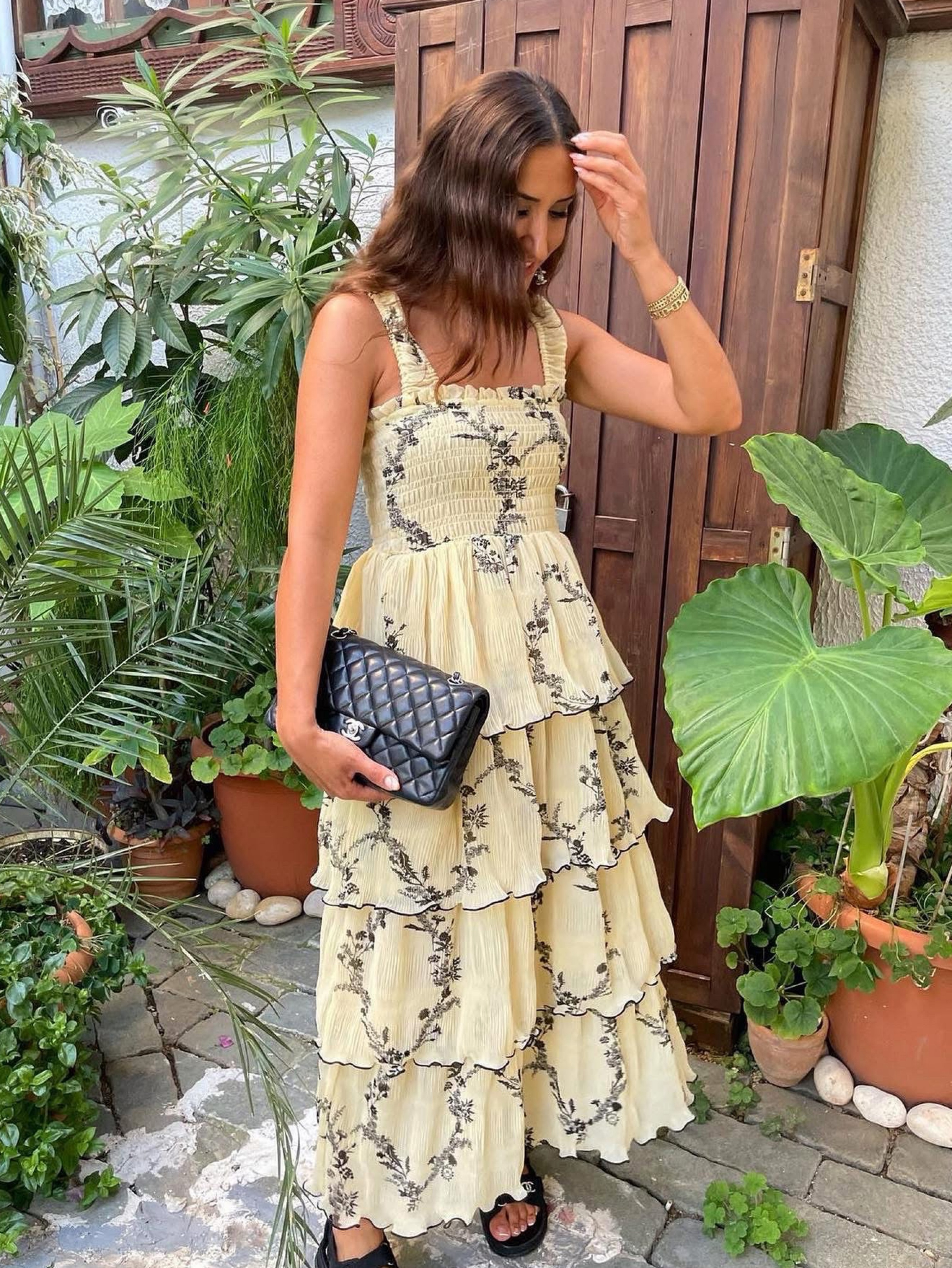 smocked floral dresses FINAL SALE Best Maxi Dresses for RAYON COLLECTION side pockets Size:31/30