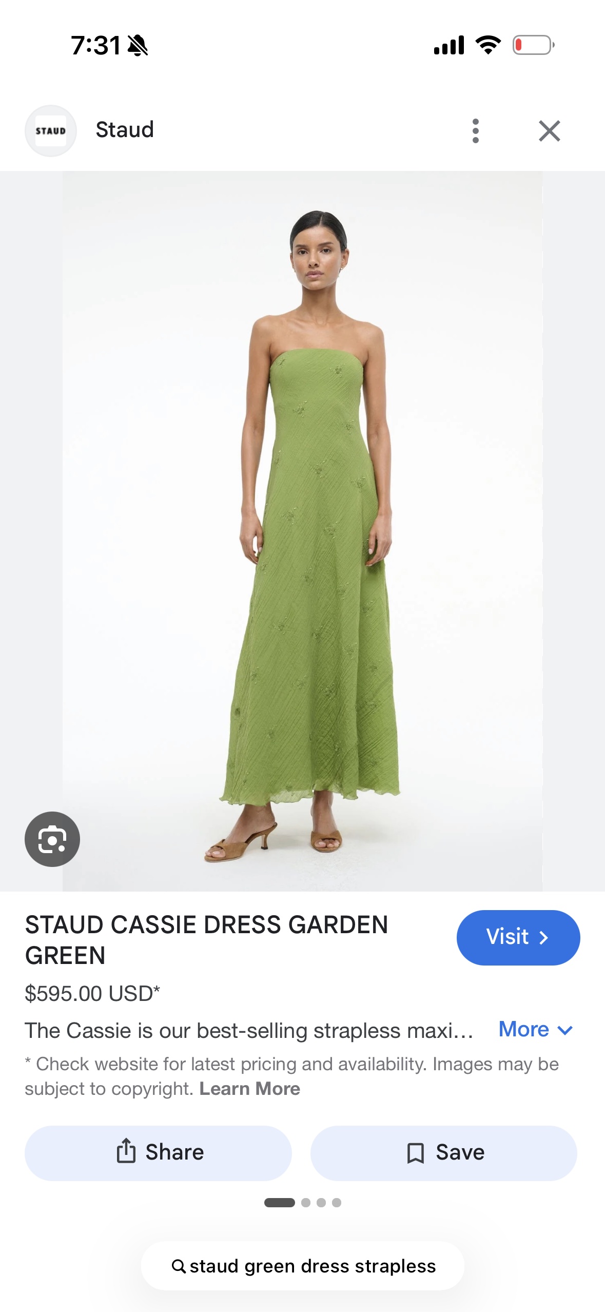 staud cassie dress garden green Mini Cassie Dress in Green Taffeta 2T
