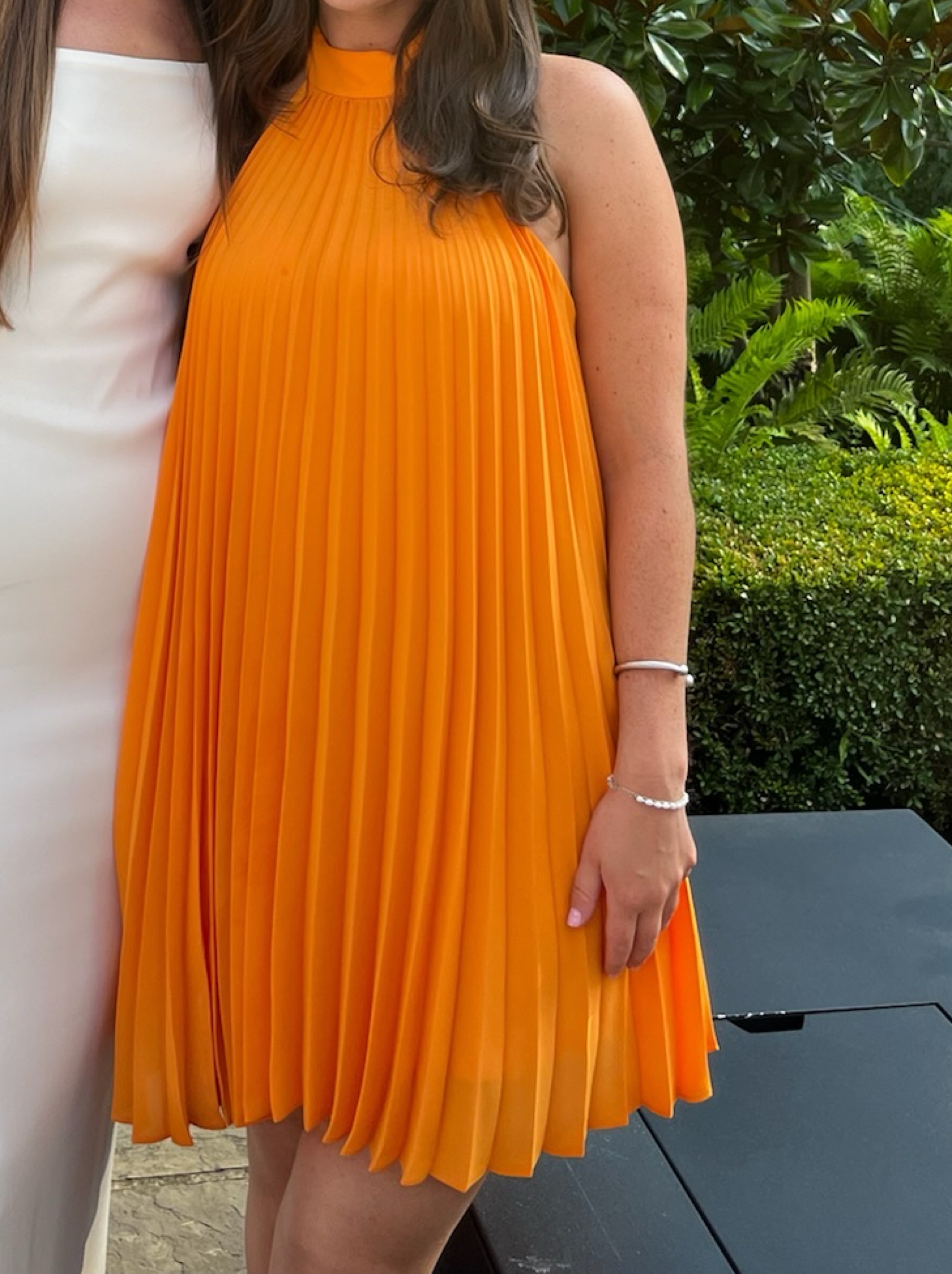 orange pleated mini dress Ocane Vtements