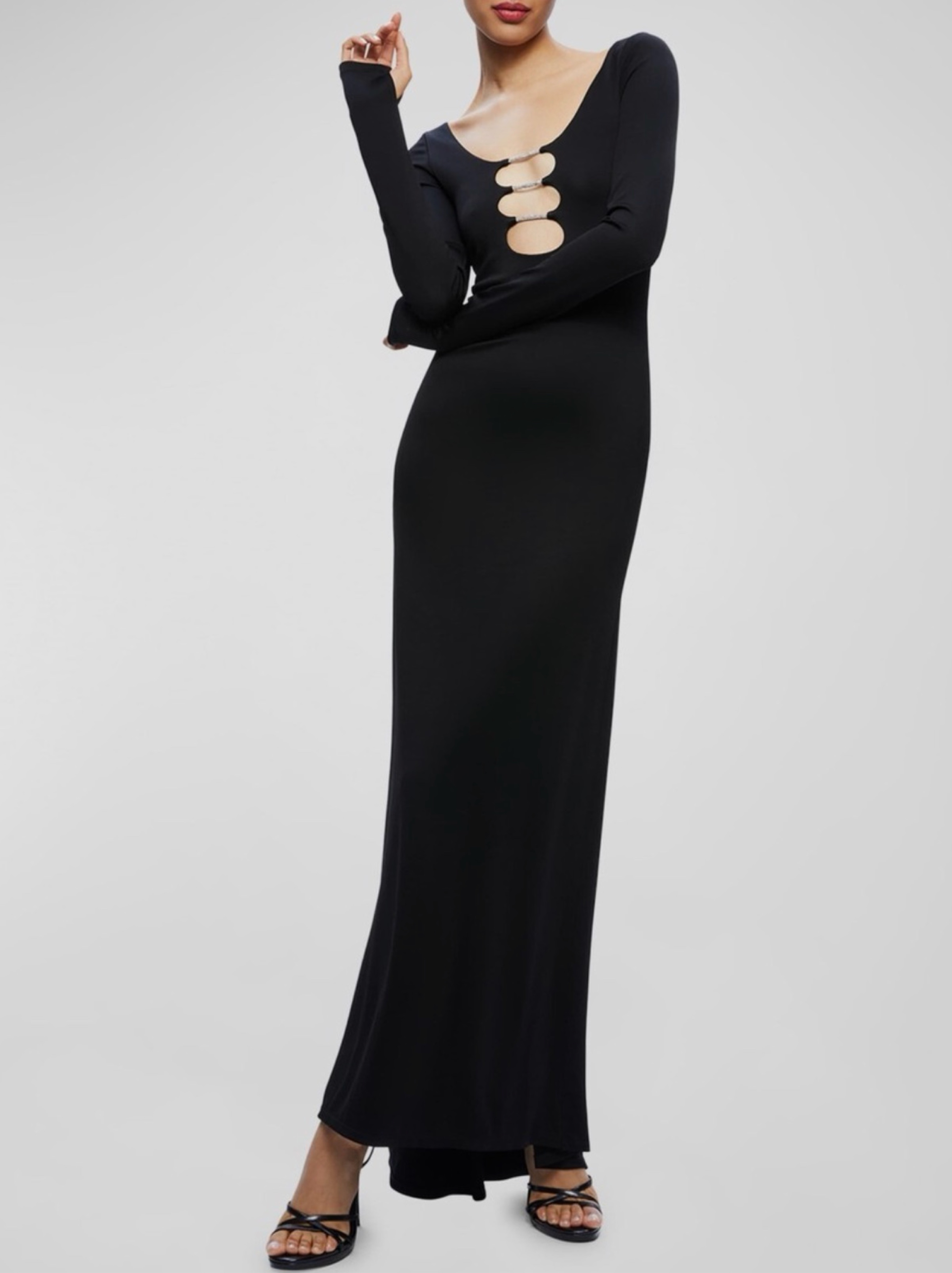 alice and olivia long black dress + Kalena - sleeve maxi dress with rhinestones by Alice+olivia Long sleeve maxi dress