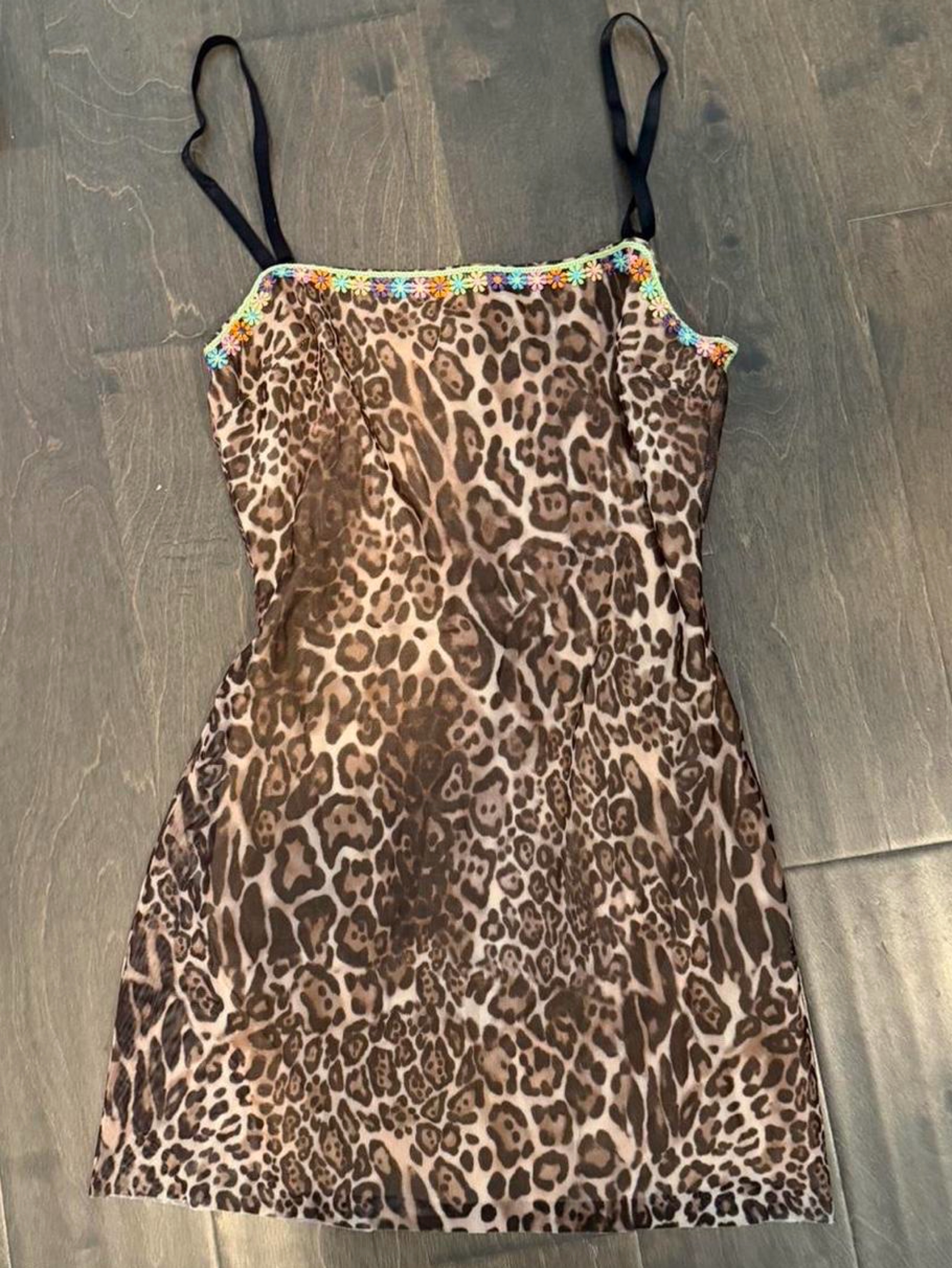 guizio leopard mini dress Guizio Dress Small Mesh Leopard Print One Shoulder Brown Mini Bodycon Party Sexy