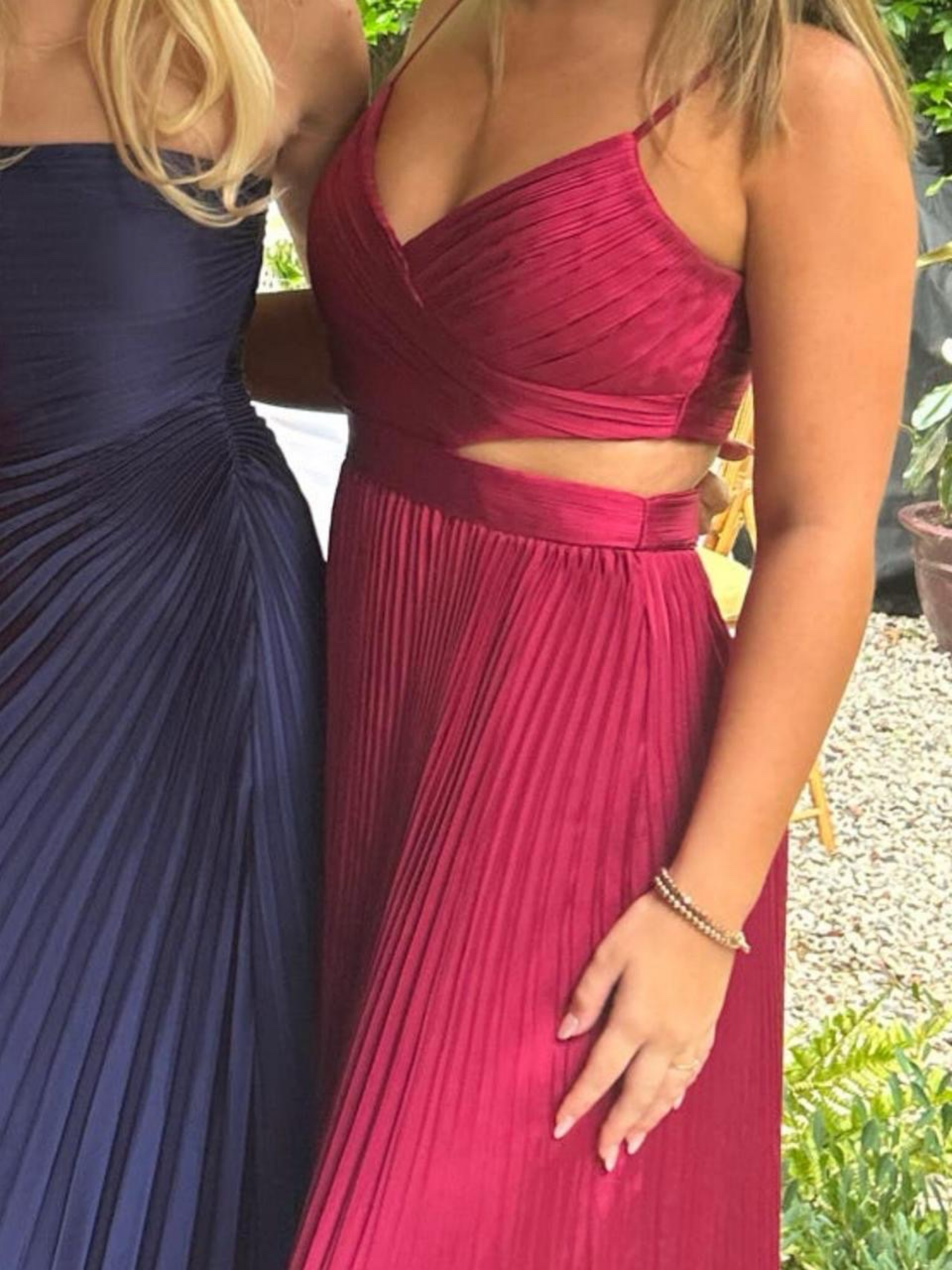got the glam wine red pleated cutout maxi dress Wine Red Pleated Slip Maxi Dress