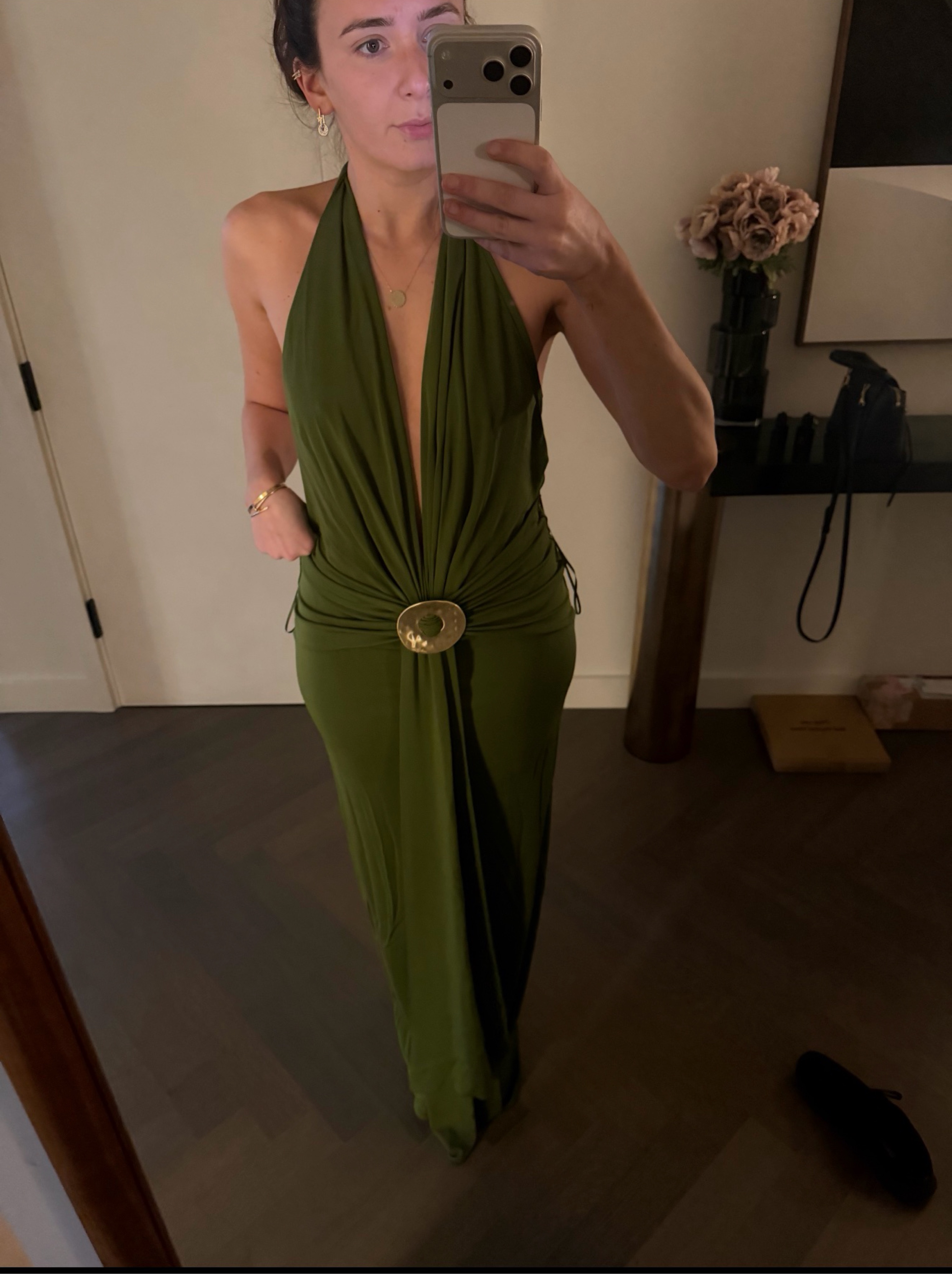 cult gaia olive green dress Cult Gaia Cameron Knit Dress in Olive