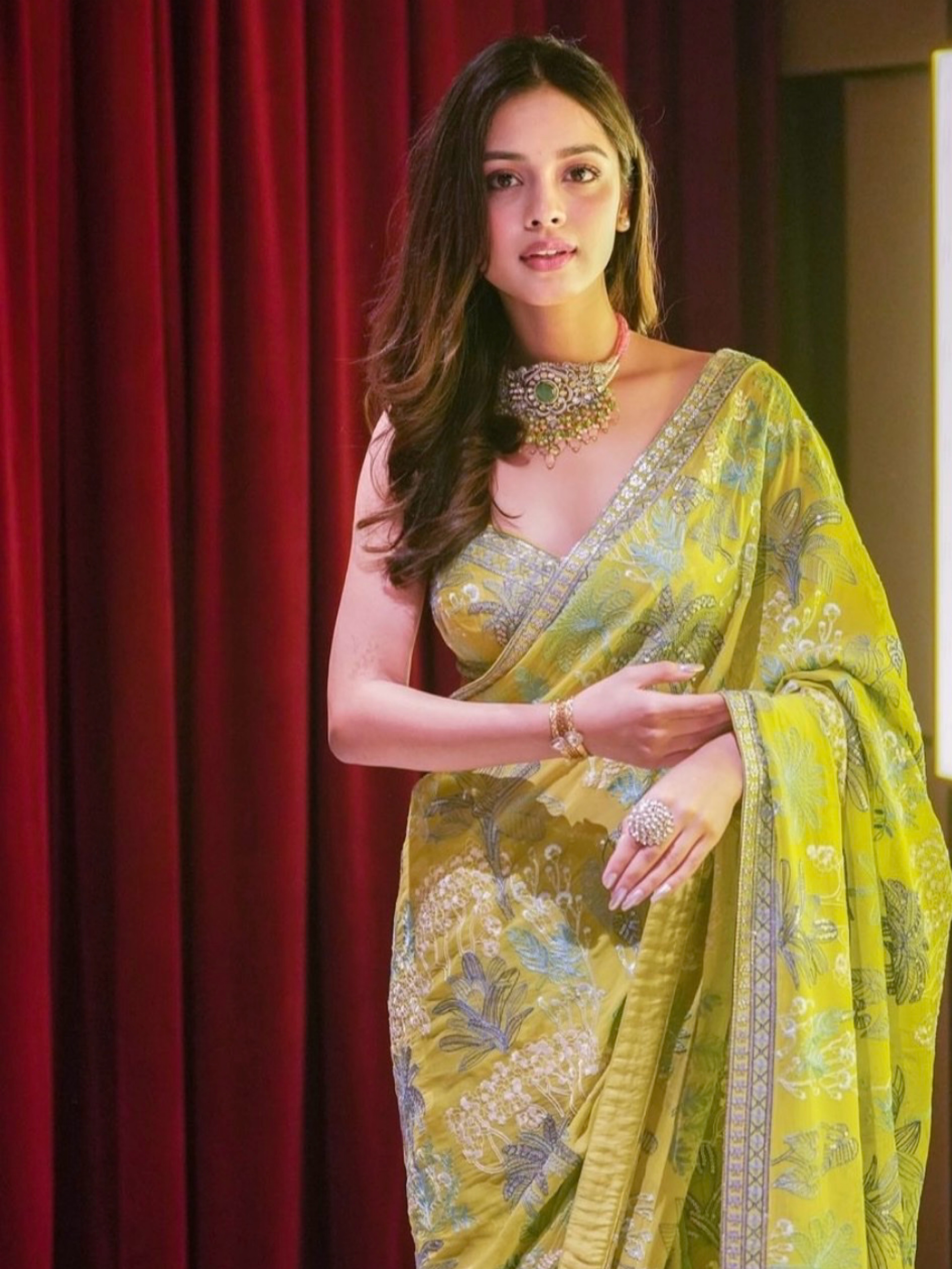 Anita Dongre bright green saree