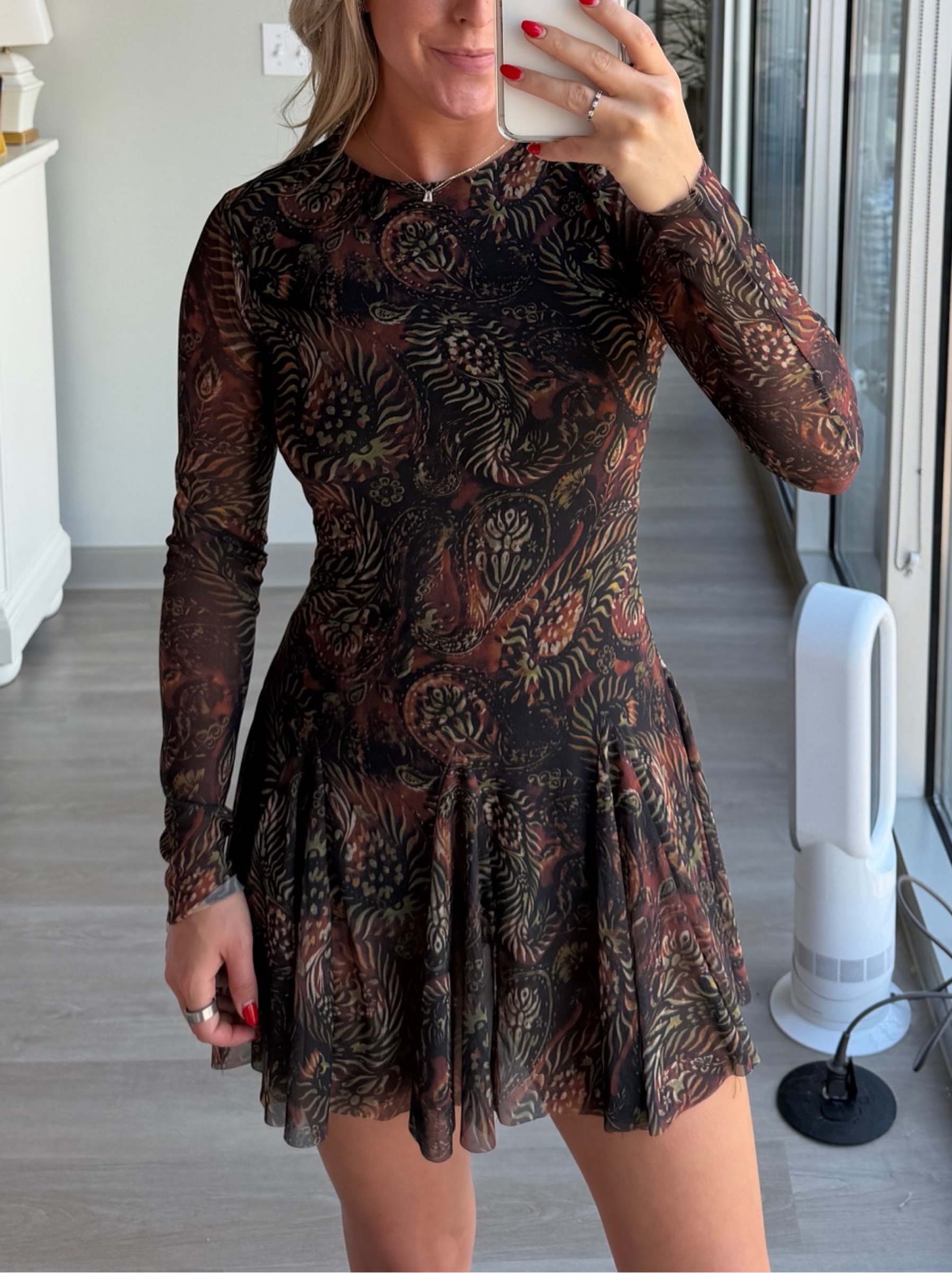 zara brown mesh dress Paisley Long-Sleeve Mini by Zara dress-style:MIDI Reveal Your Heart Midi Size:6.5 Toddler ZARA WOMAN COLLECTIONDress with