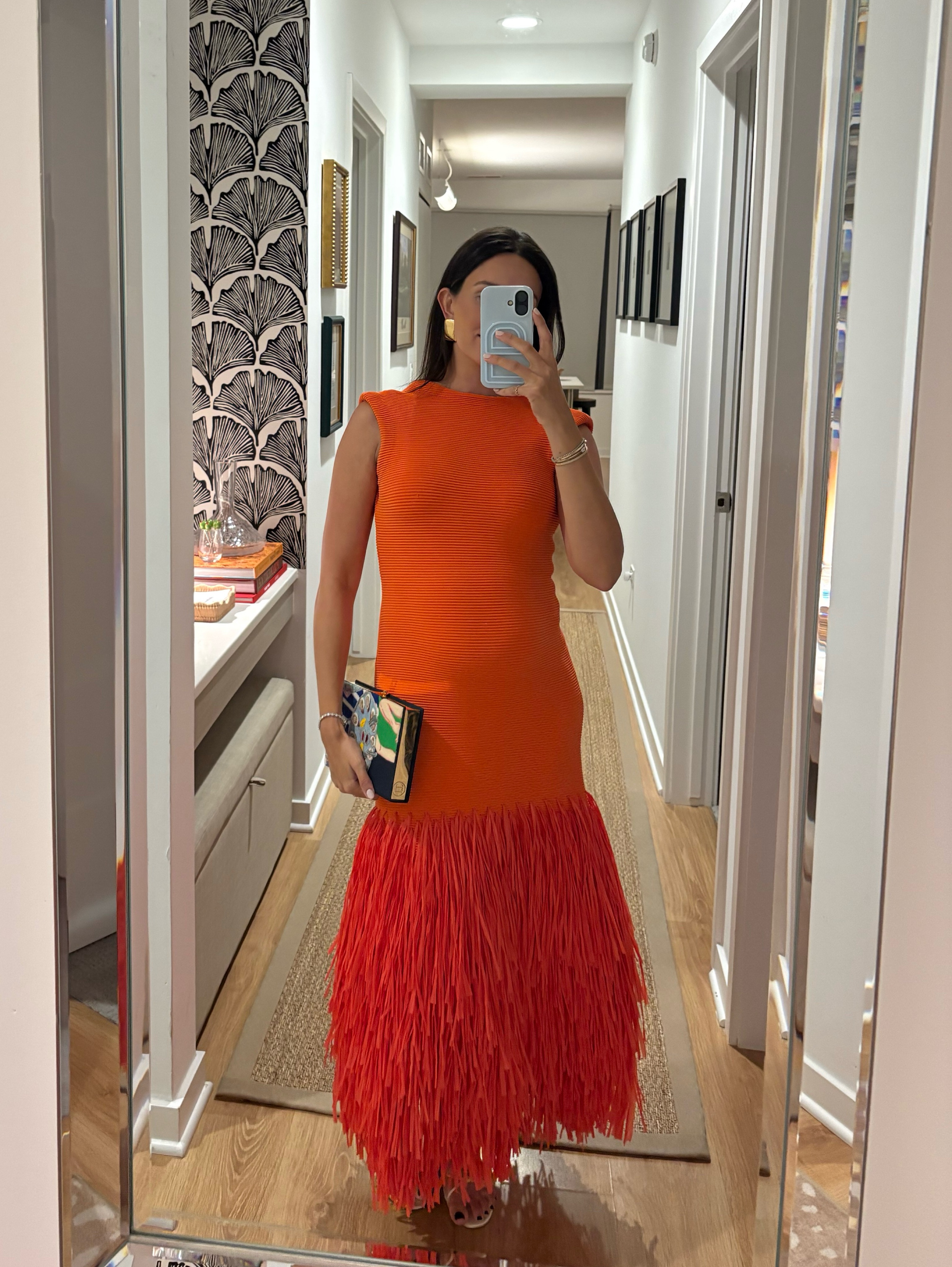 aje orange dress with fringe Tracee Ellis Ross Is a Tangerine Dream in a Raffia Knit Dress