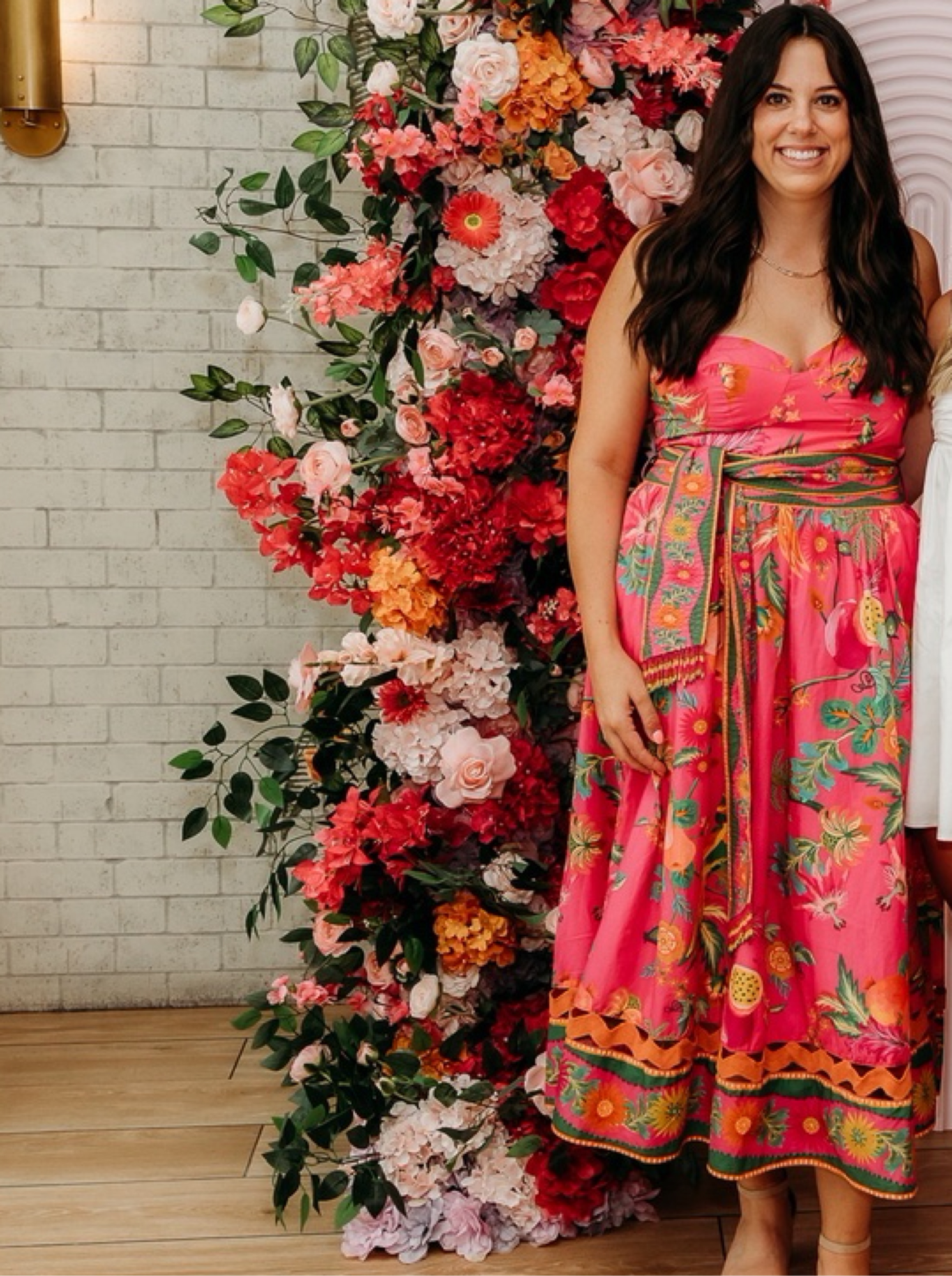 hot pink floral midi dress Bardot Amika Midi Dress in Hot Pink Floral