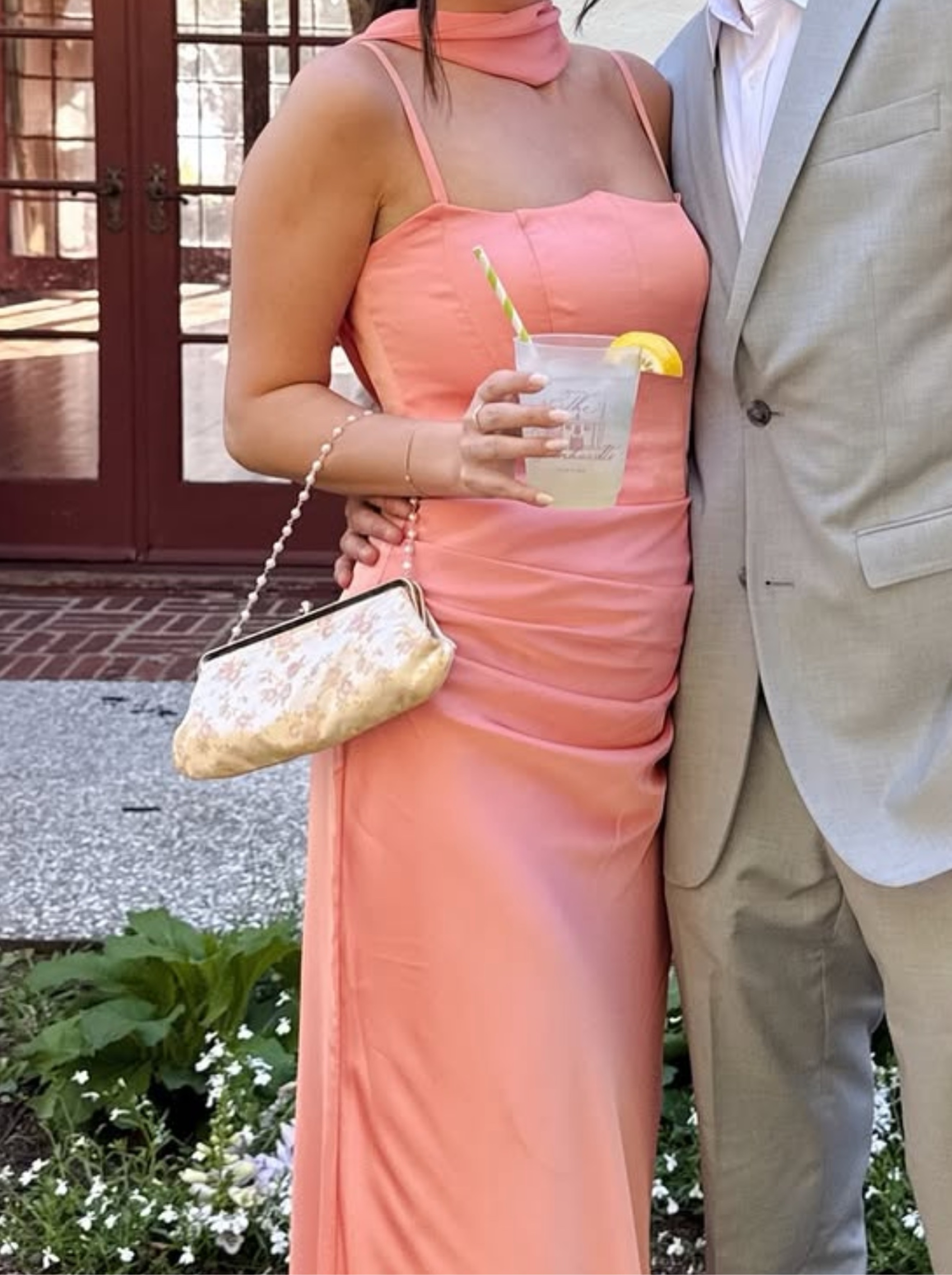 coral wedding guest dress Women's Waterfall One Shoulder Satin Maxi Dress, or formal summer soires where you wish to convey effortless sophistication The perfect coral dress for