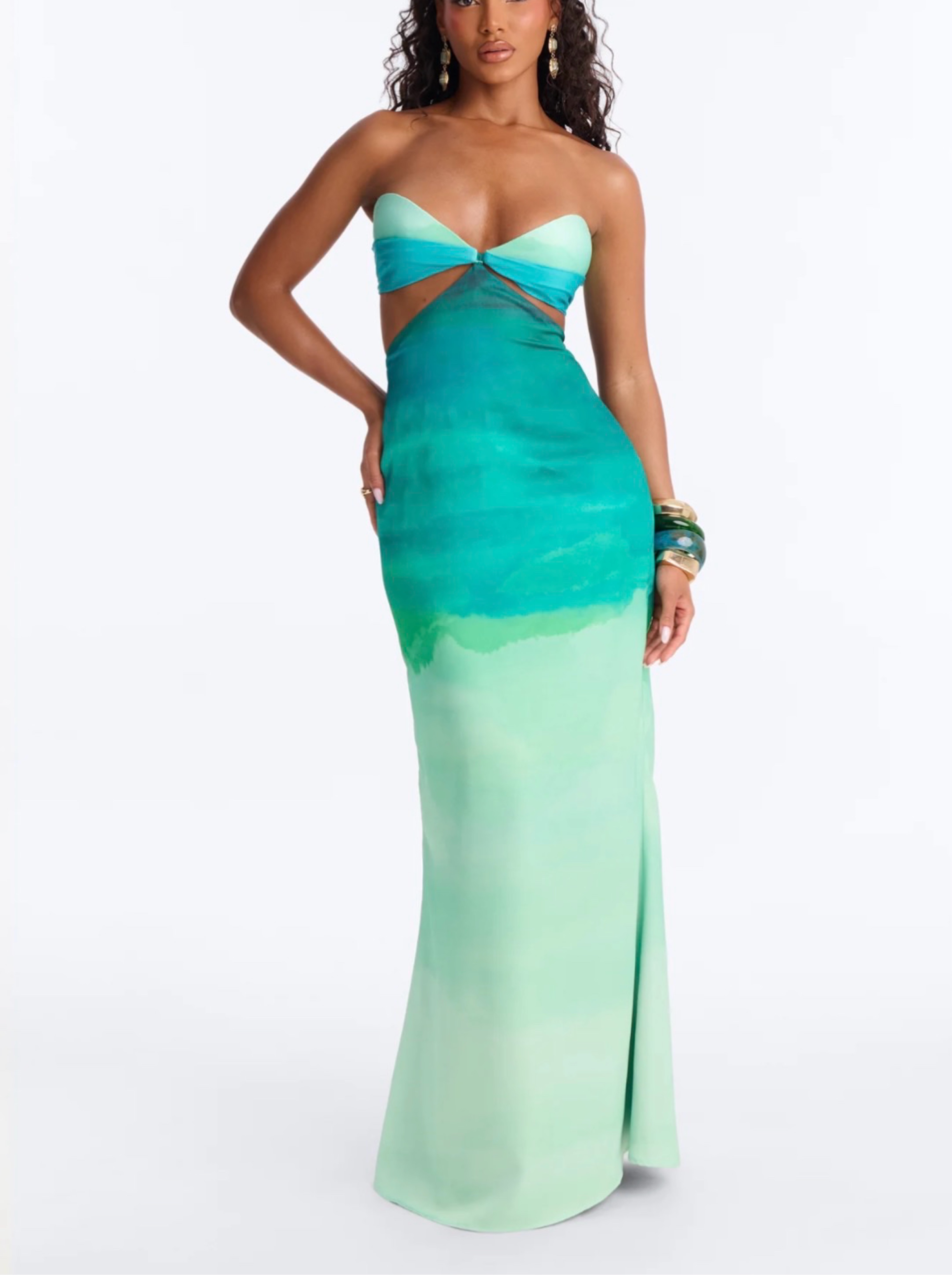 Ocean Ombre Cutout Maxi Dress