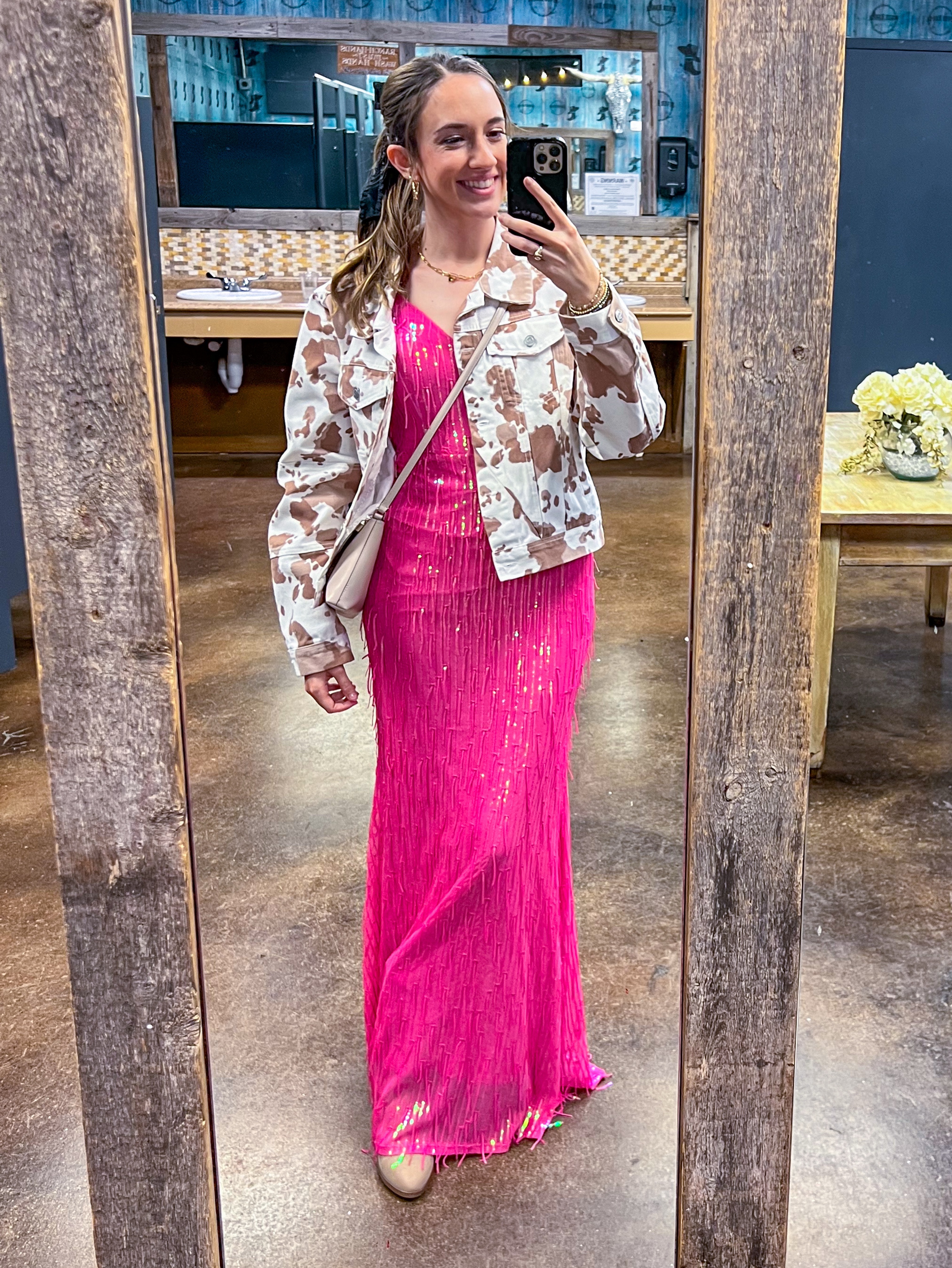 city vibe formal dresses City Vibe Pink Sequin Fringe Formal Dress by City Vibe