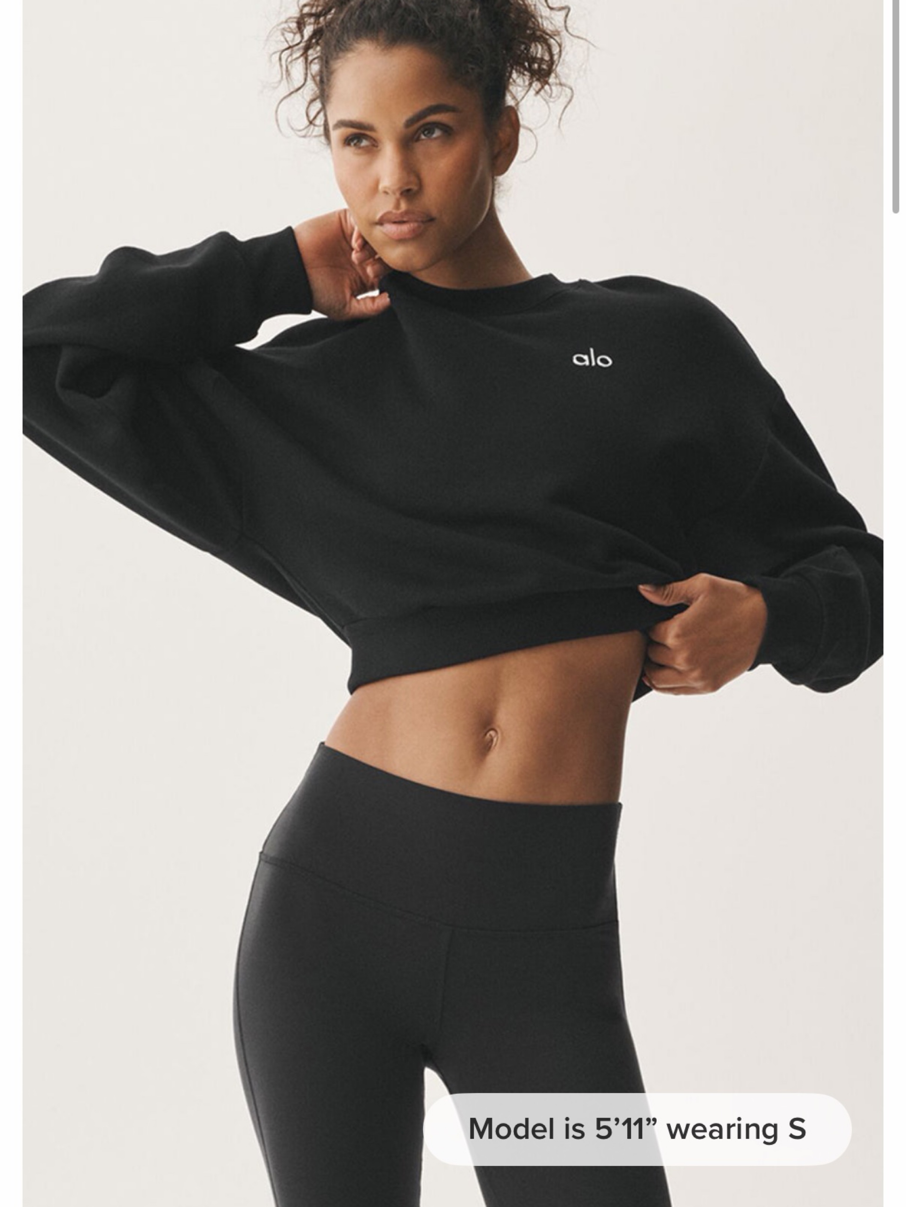 Alo Cropped Accolade Crewneck by Alo Yoga | Pickle