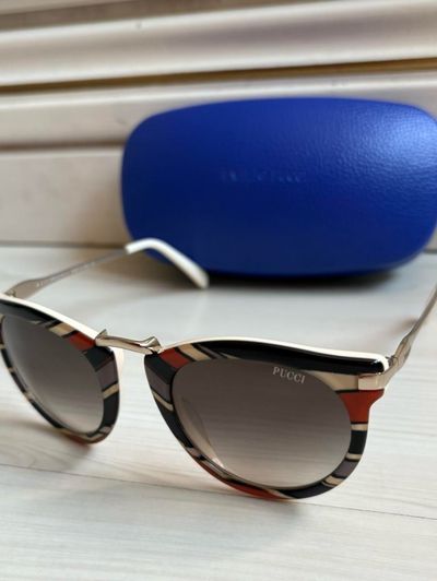 Emilio Pucci Oversized Round Sunglasses Acetate Multicolor Stripe Italy Gold 1960s Emilio Pucci Vintage Sunglasses Round Oversized  main image 2