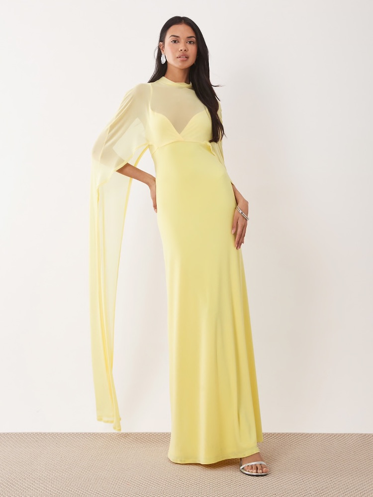 lemon color dress design ASOS exaggerated cape maxi in by ASOS Host a Valentine's Day-Themed Plus Size Wedding Prom dresses channeling that effortlessly iconic Color:Neon Rainbow