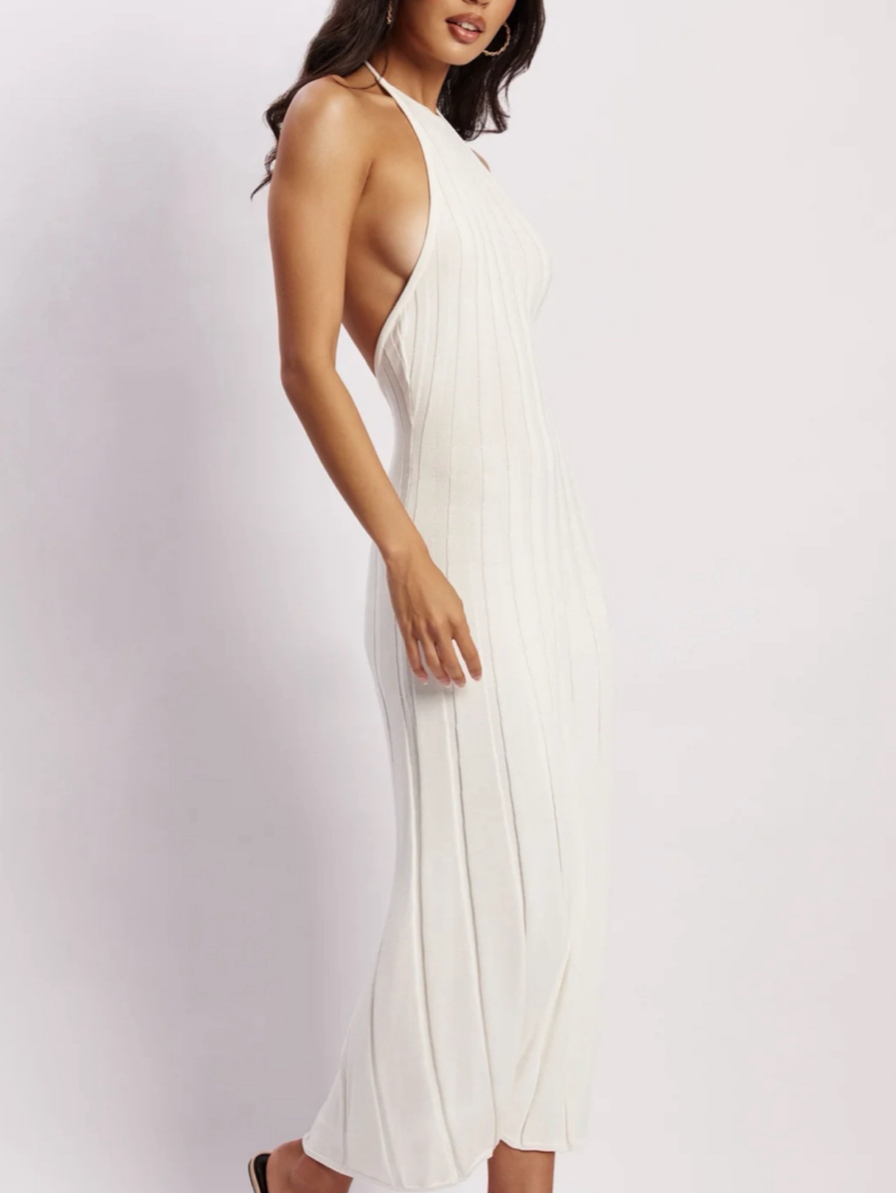 adrienne halter neck midi dress Meshki White by MESHKI aw23