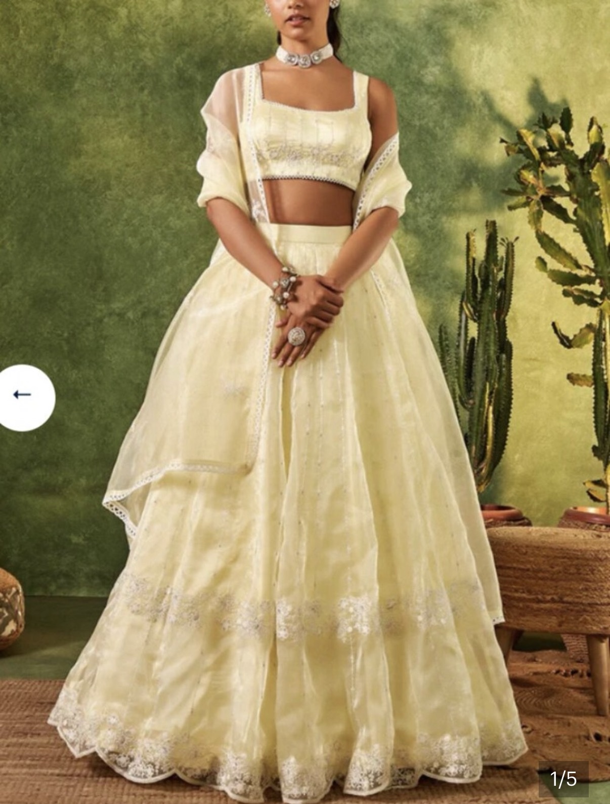 Traditional Indian attire - Embroidered Organza Lehenga