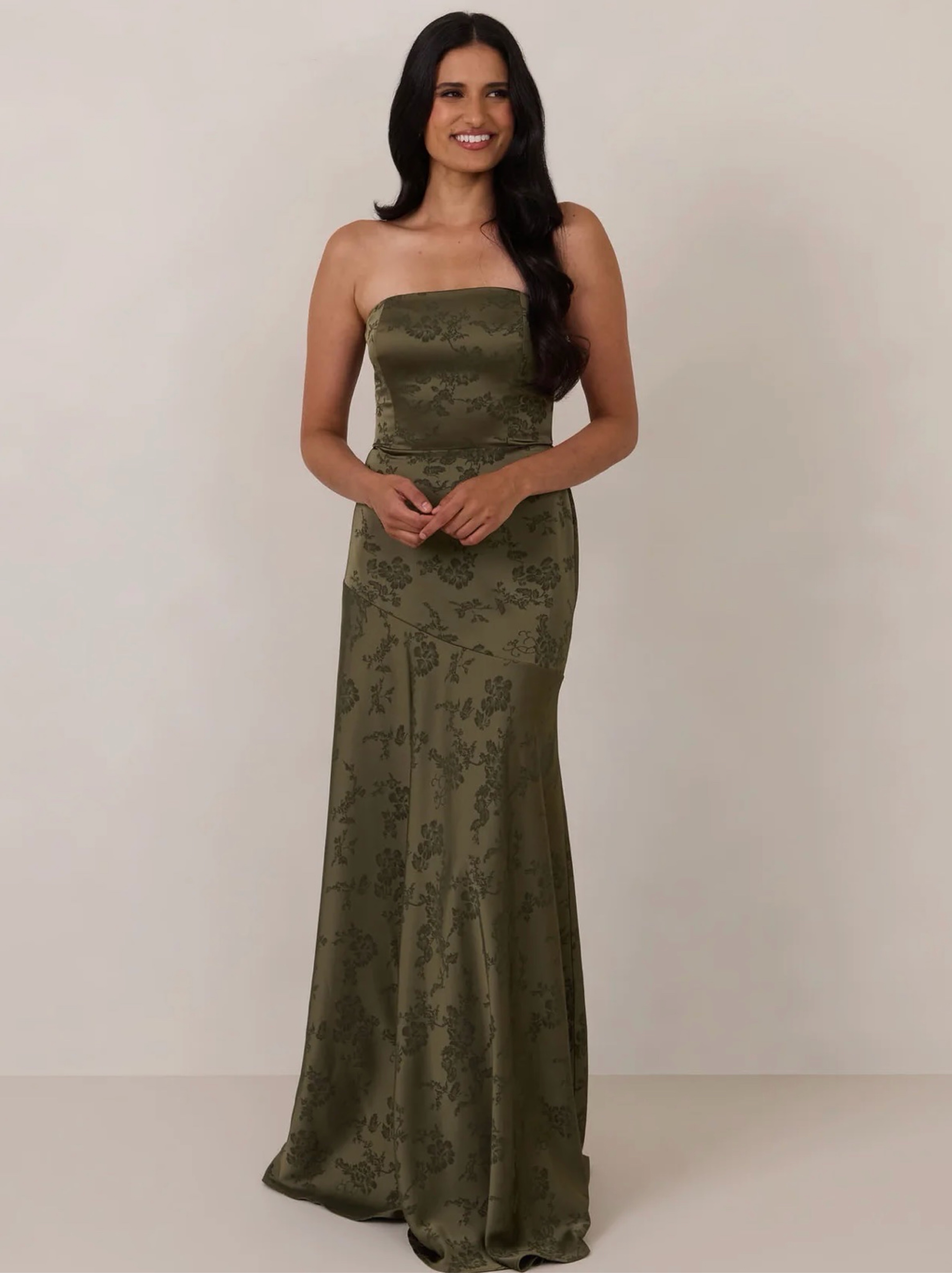 olive green satin wedding guest dress open lace back dress Grace Soft Satin Maxi Dress Olive | Wedding Guest Dress