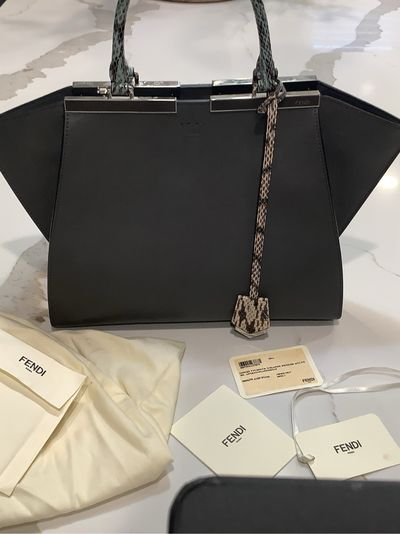 Third Eye of the Sphinx 英語 RF ベルギー産パック Fendi 3Jours leather shopper with genuine snake skin trim by Fendi