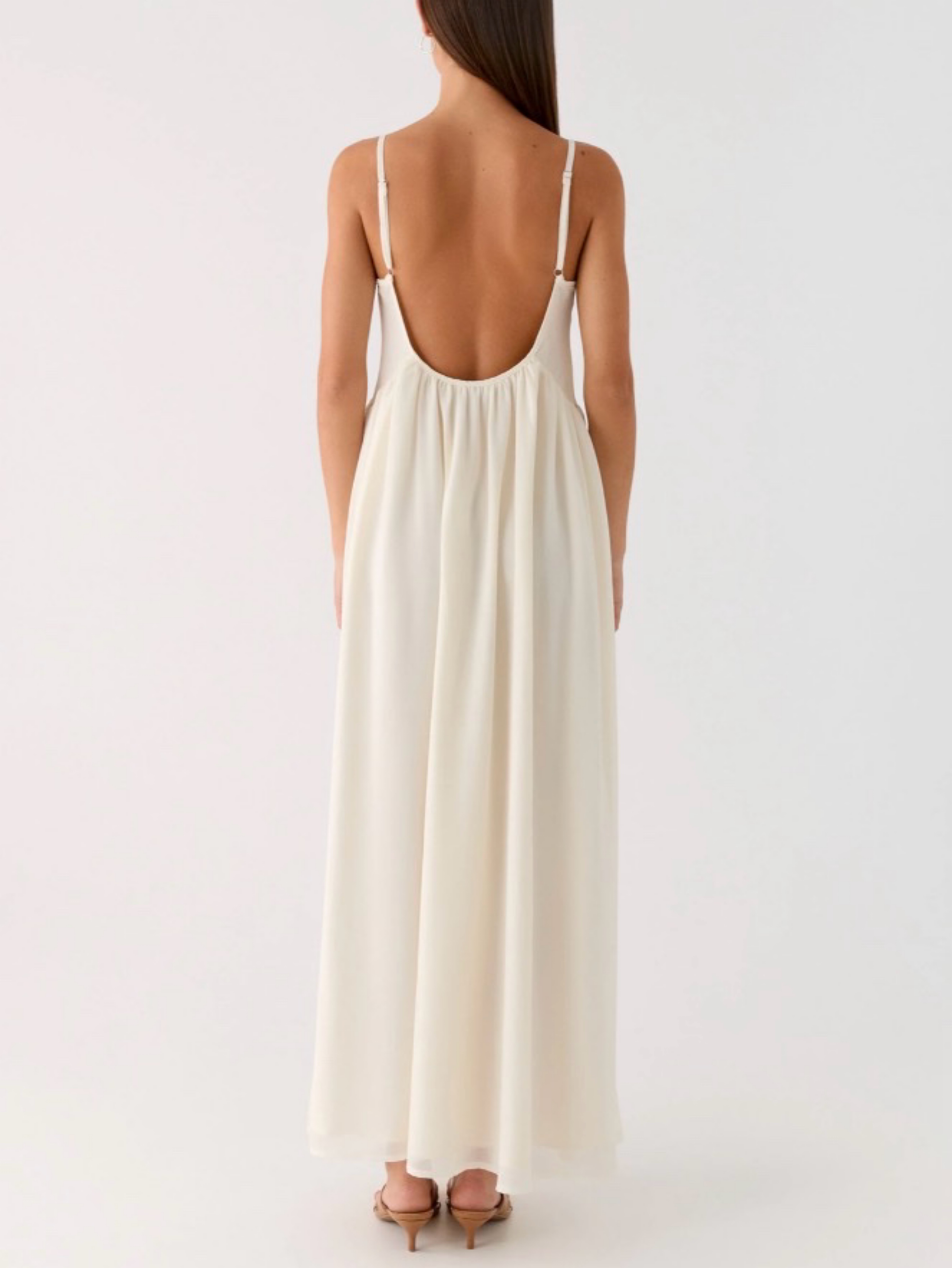 peppermayo white maxi dress Into Pieces Mesh Drop waist Heavenly Linen Maxi Dress -